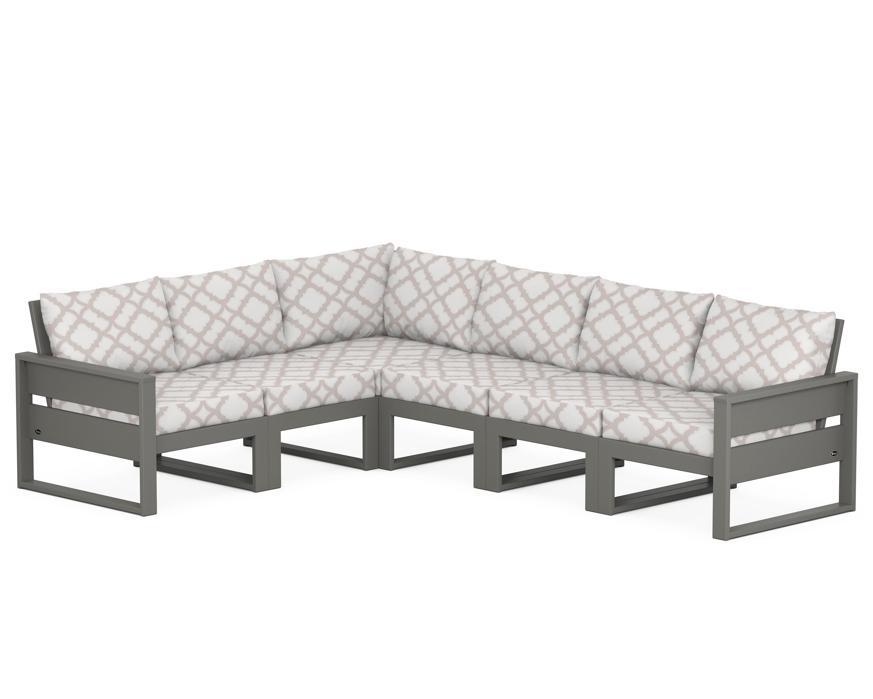 Eastport 6-Piece Sectional in Stepping Stone / Trellis Dune Burlap