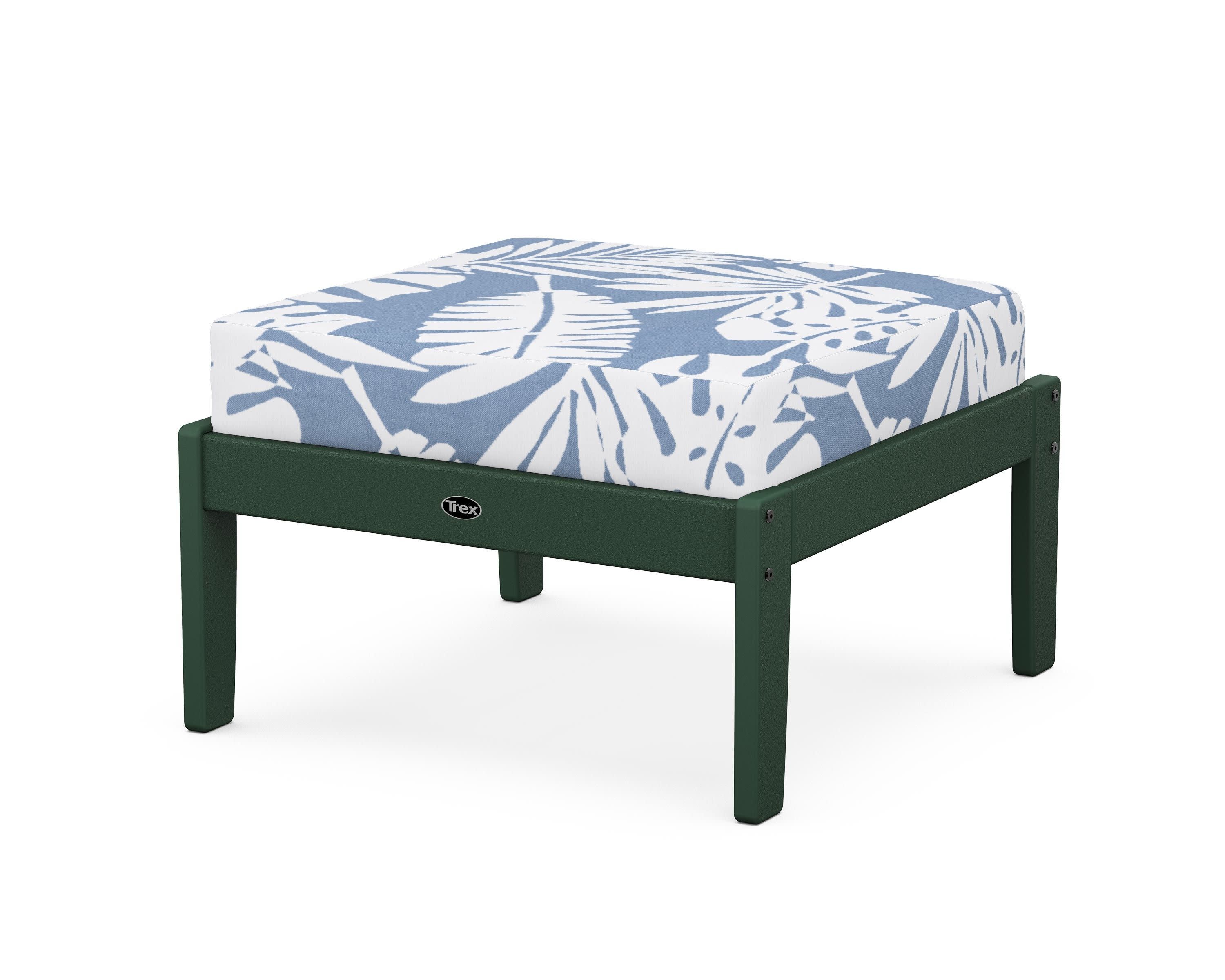 Yacht Club Deep Seating Ottoman in Rainforest Canopy / Leaf Sky Blue