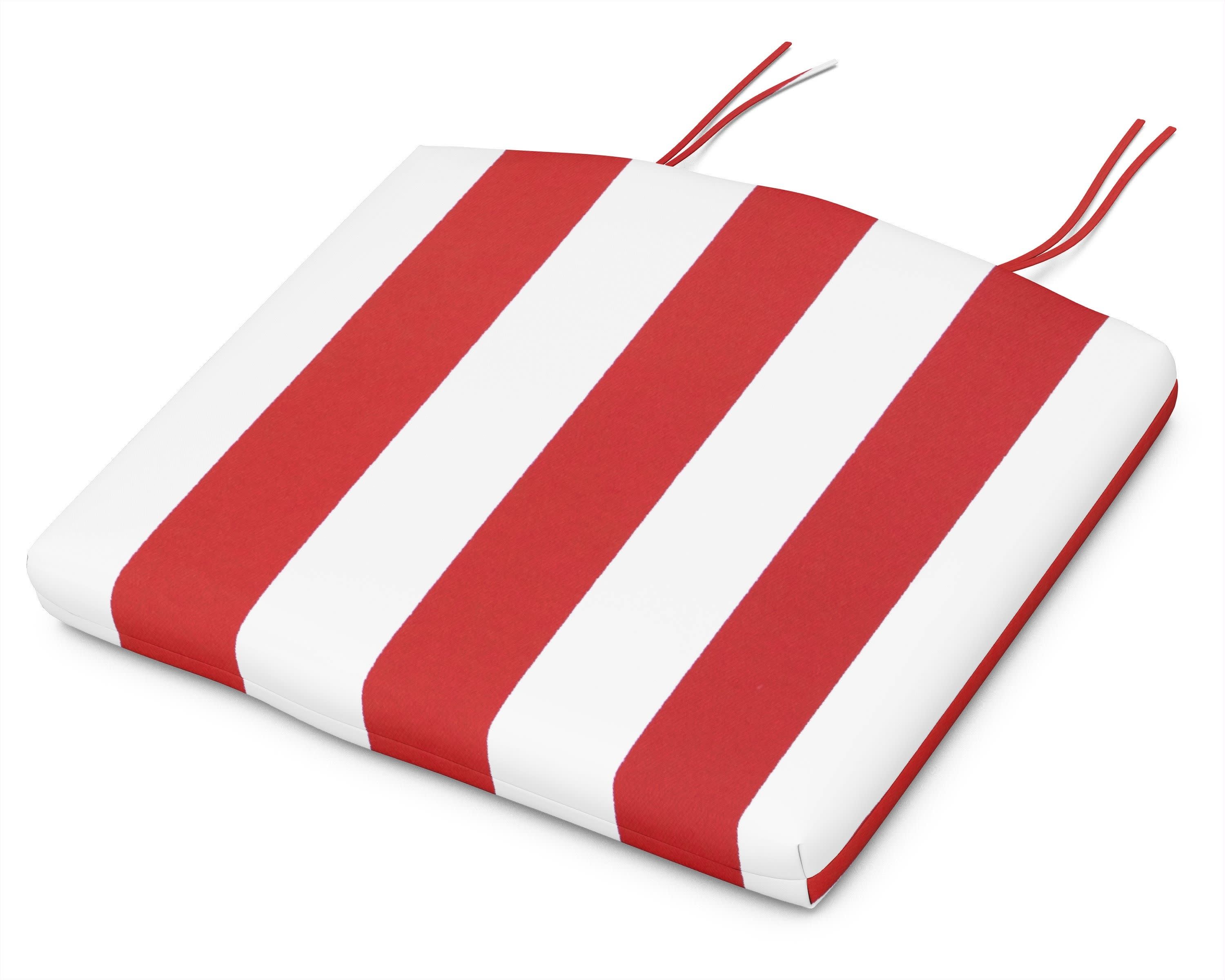 Seat Cushion - 18"D x 22"W x 2.5"H in Cabana Stripe Crimson