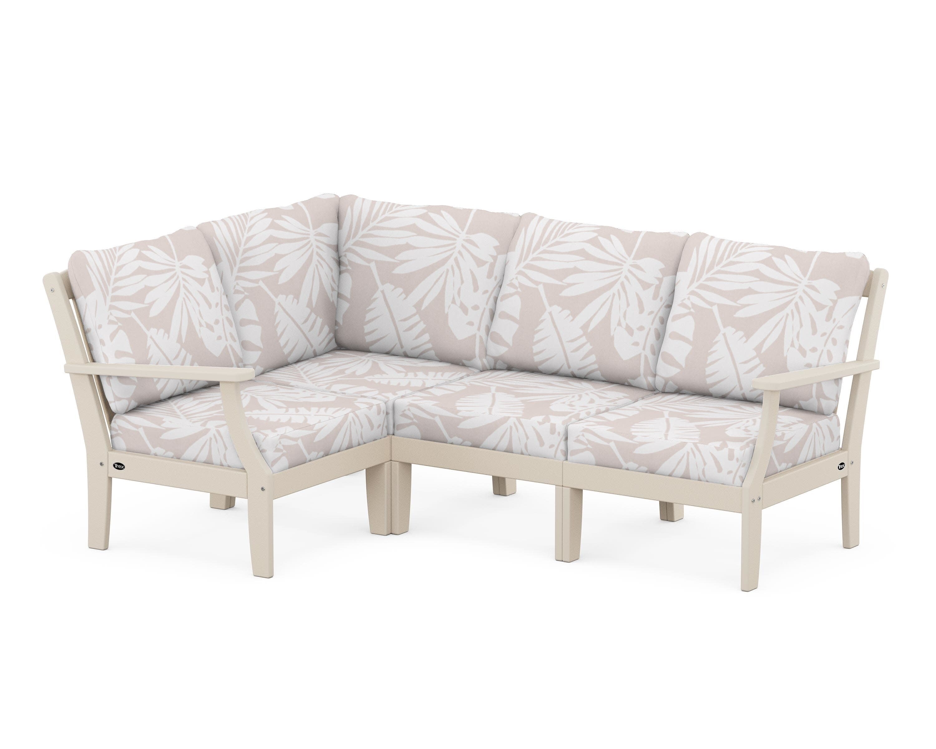 Yacht Club Modular 4-Piece Deep Seating Set in Sand Castle / Leaf Dune Burlap