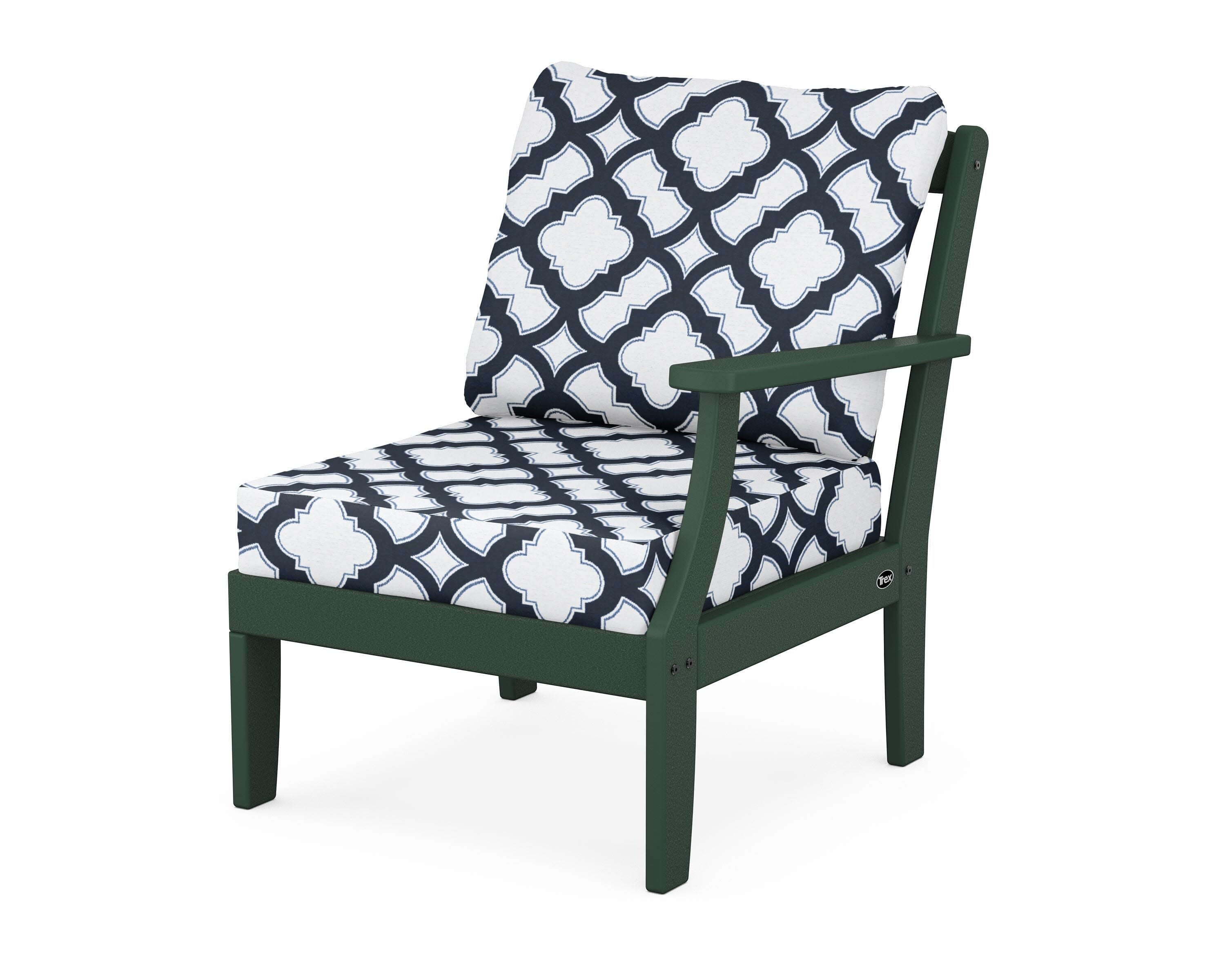 Yacht Club Modular Right Arm Chair in Rainforest Canopy / Trellis Marine Indigo