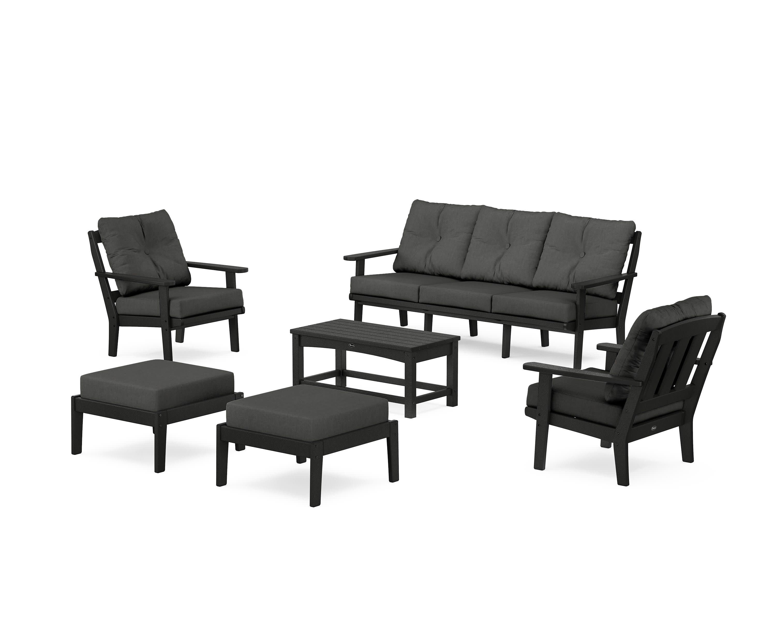 Cape Cod 6-Piece Lounge Sofa Set in Charcoal Black / Spectrum Carbon