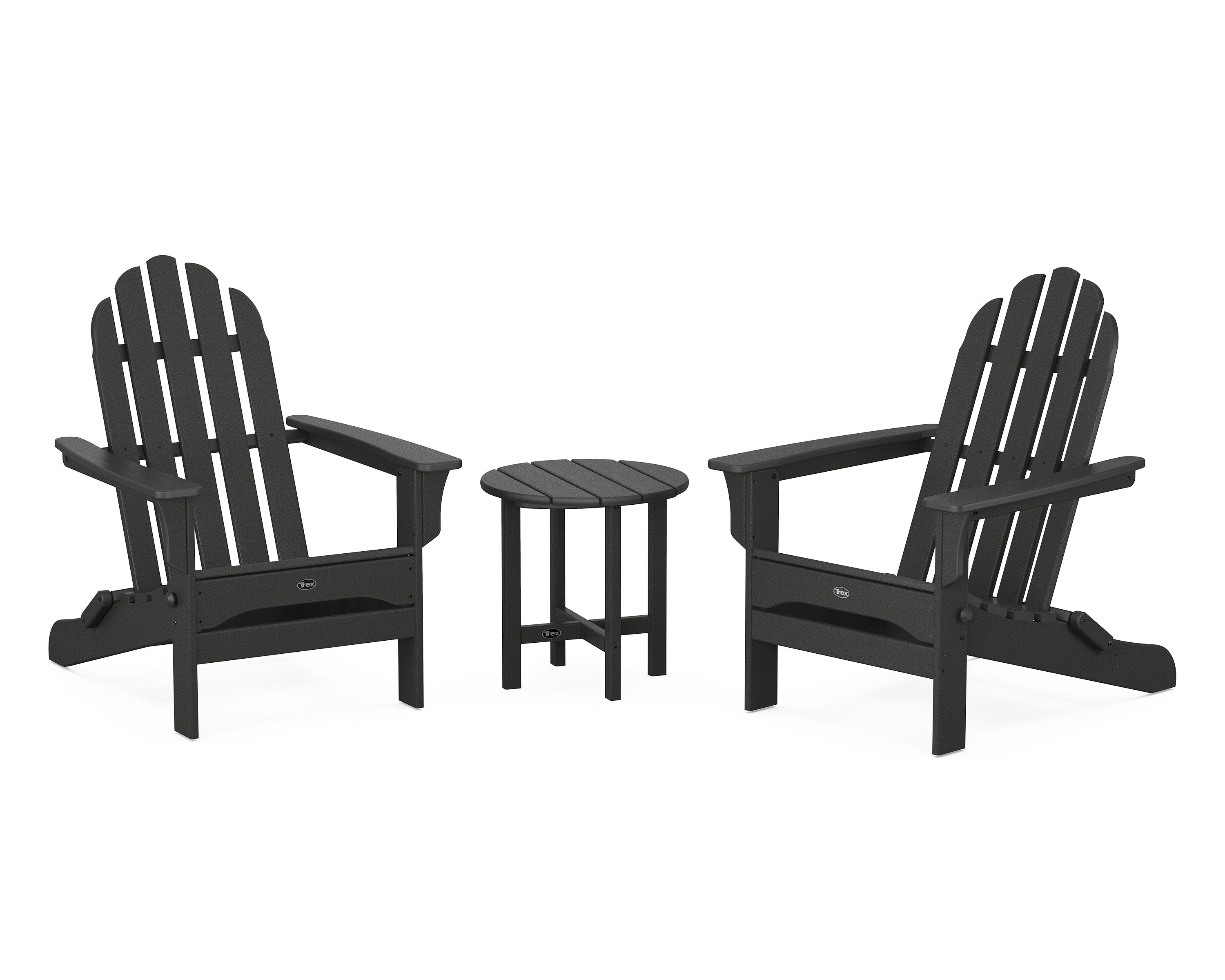 Cape Cod Folding Adirondack Set with Side Table in Charcoal Black