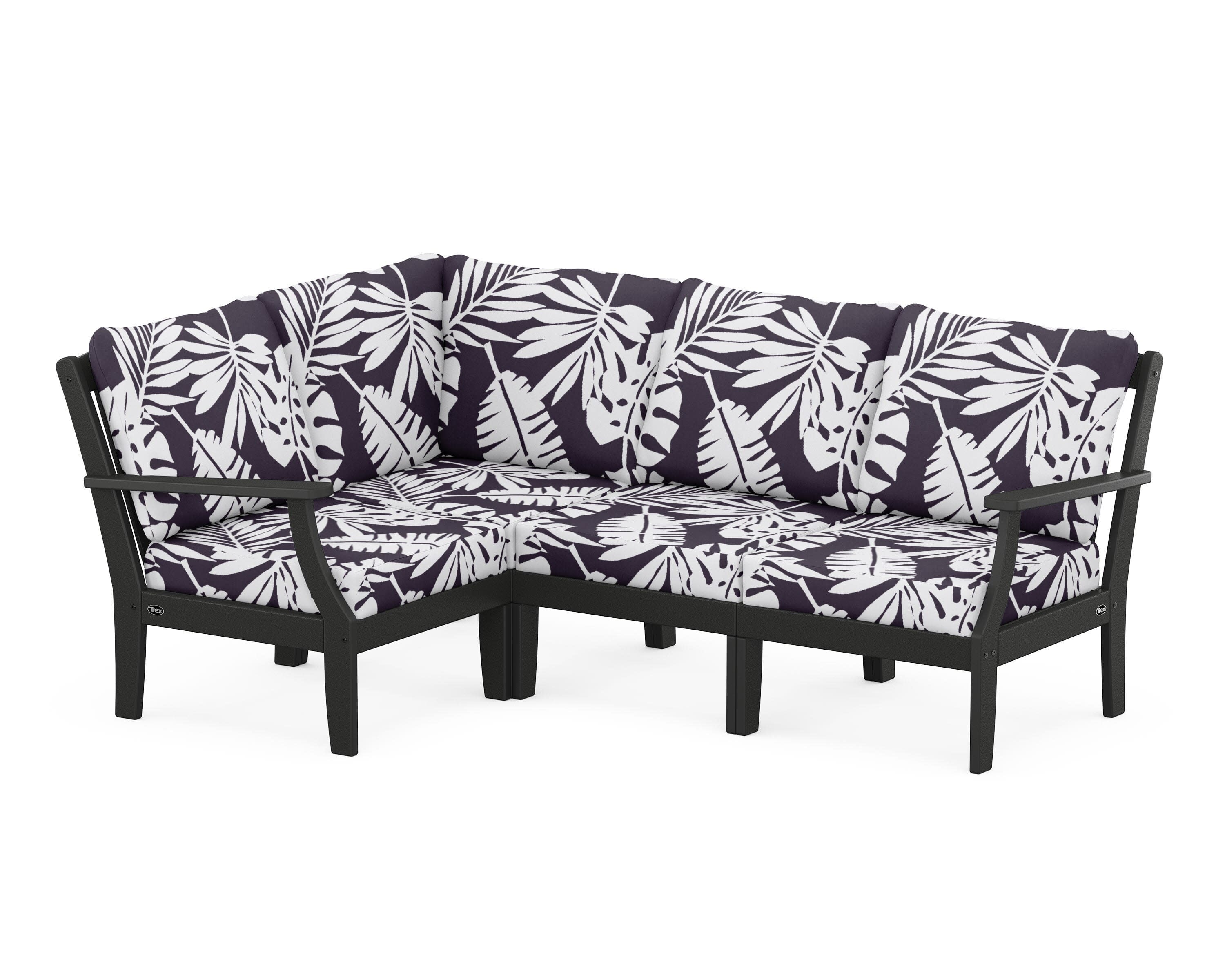 Yacht Club Modular 4-Piece Deep Seating Set in Charcoal Black / Leaf Navy
