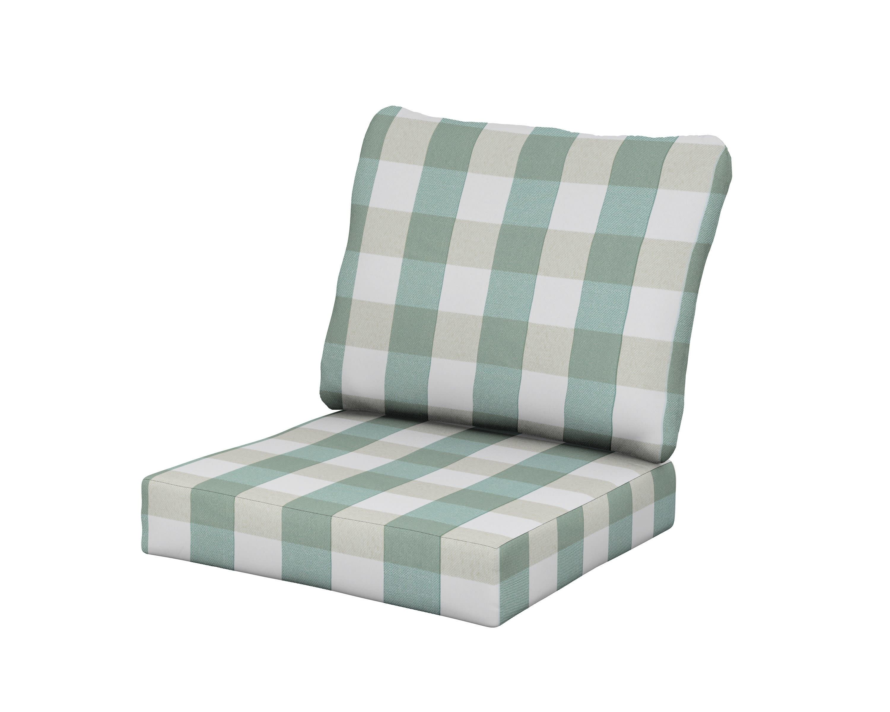 Baffle Seat/Back Cushion in Buffalo Plaid Glacier Spa