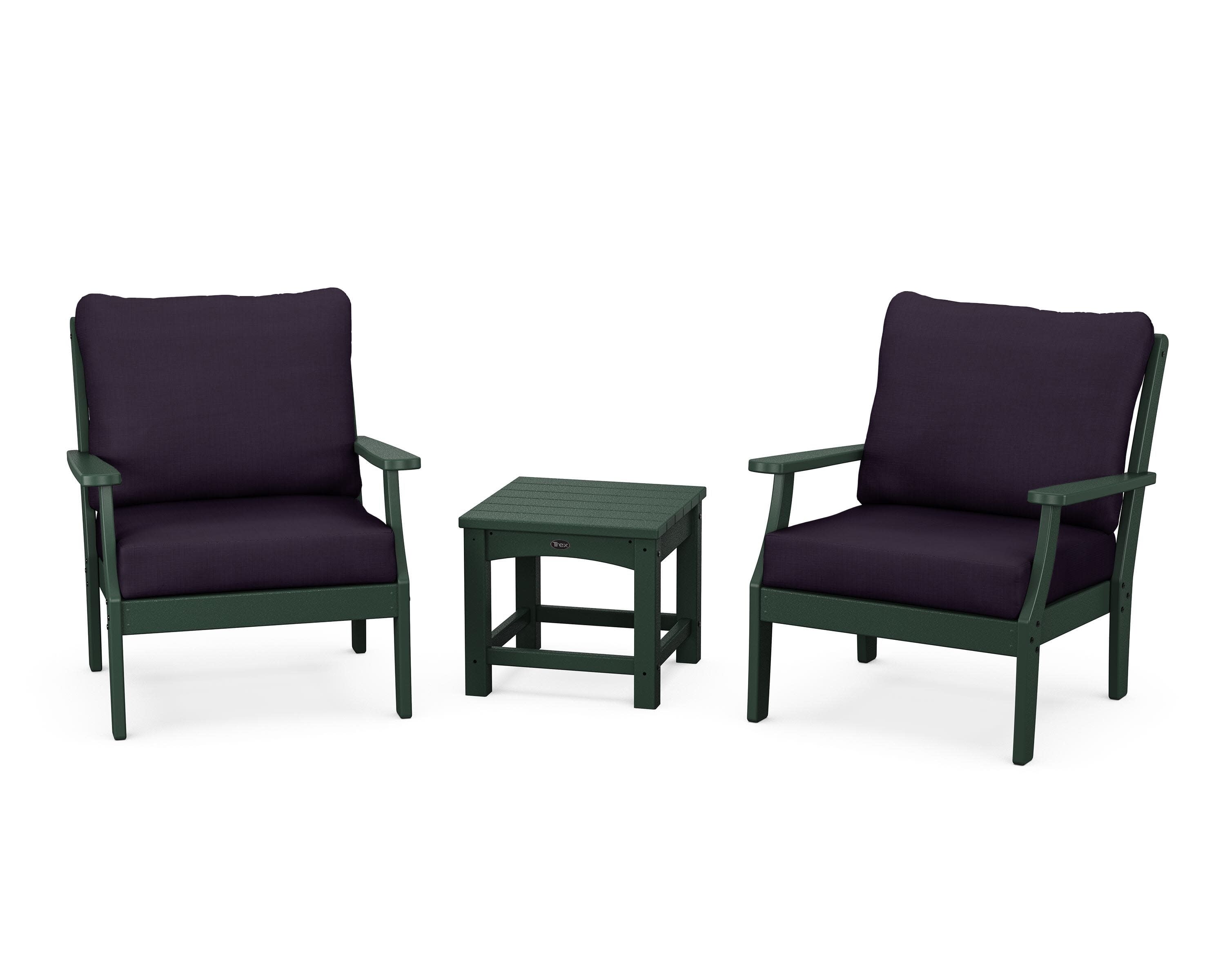 Yacht Club 3-Piece Deep Seating Set in Rainforest Canopy / Navy Linen