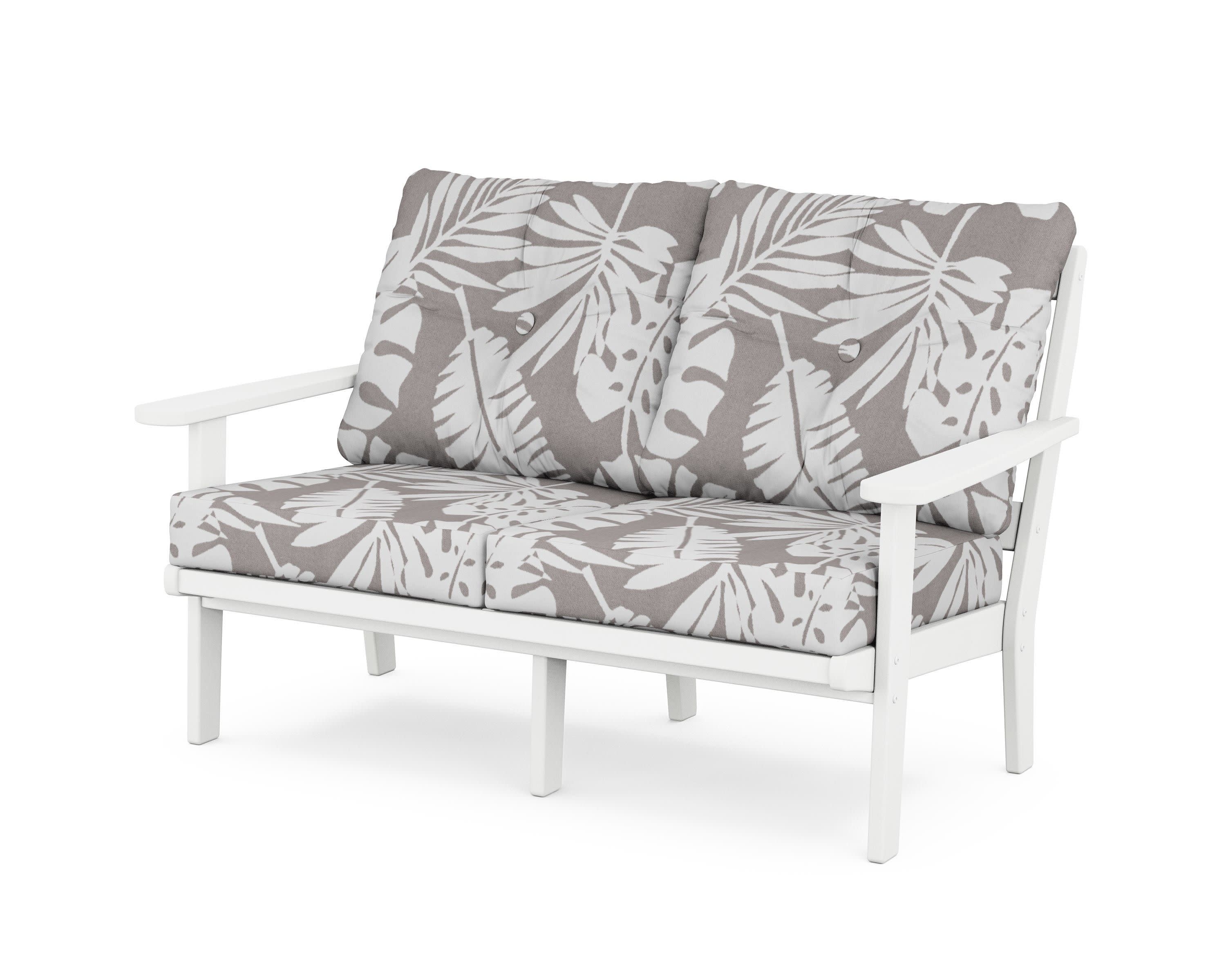 Cape Cod Deep Seating Loveseat in Classic White / Leaf Grey Mist