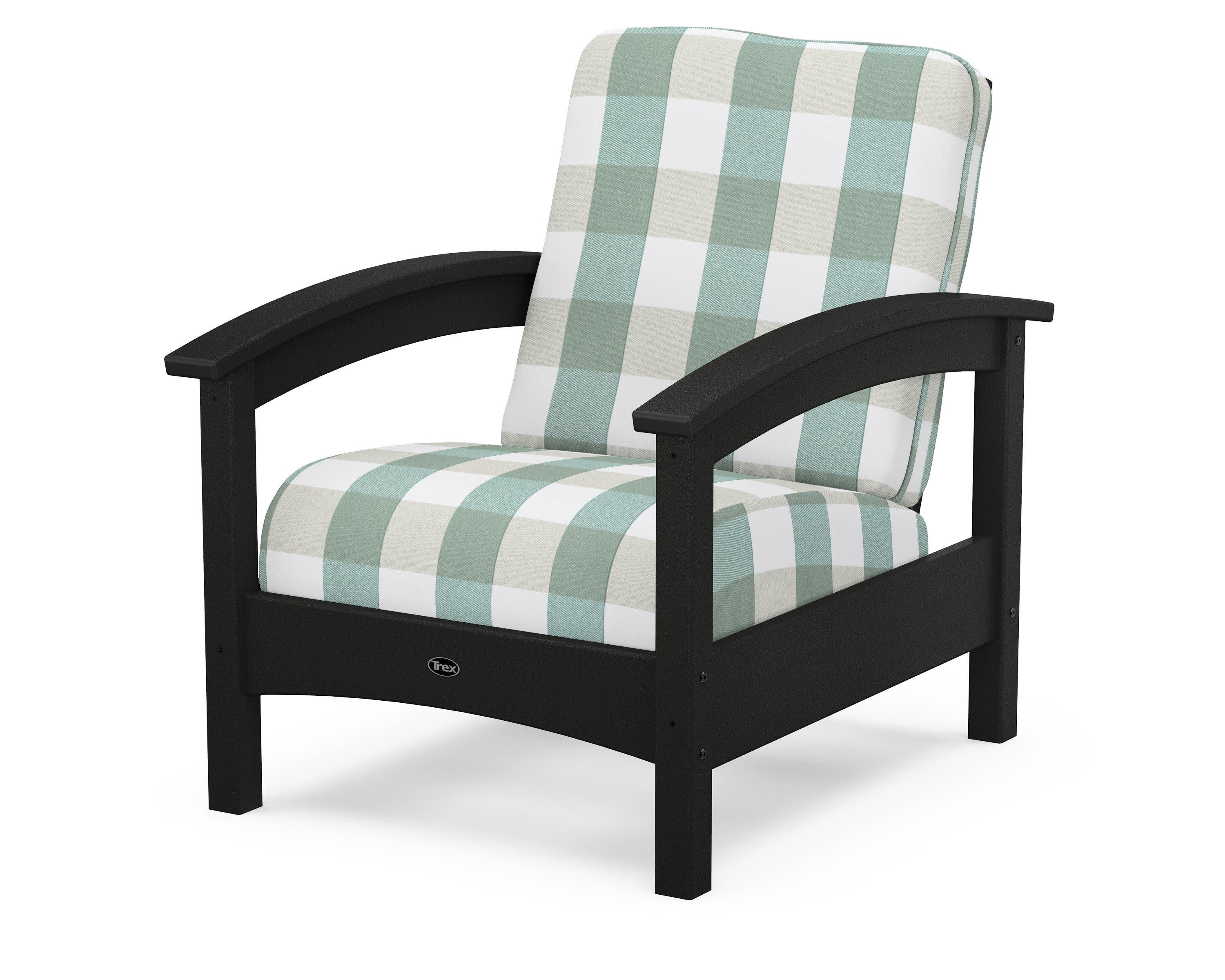 Rockport Club Chair in Charcoal Black / Buffalo Plaid Glacier Spa