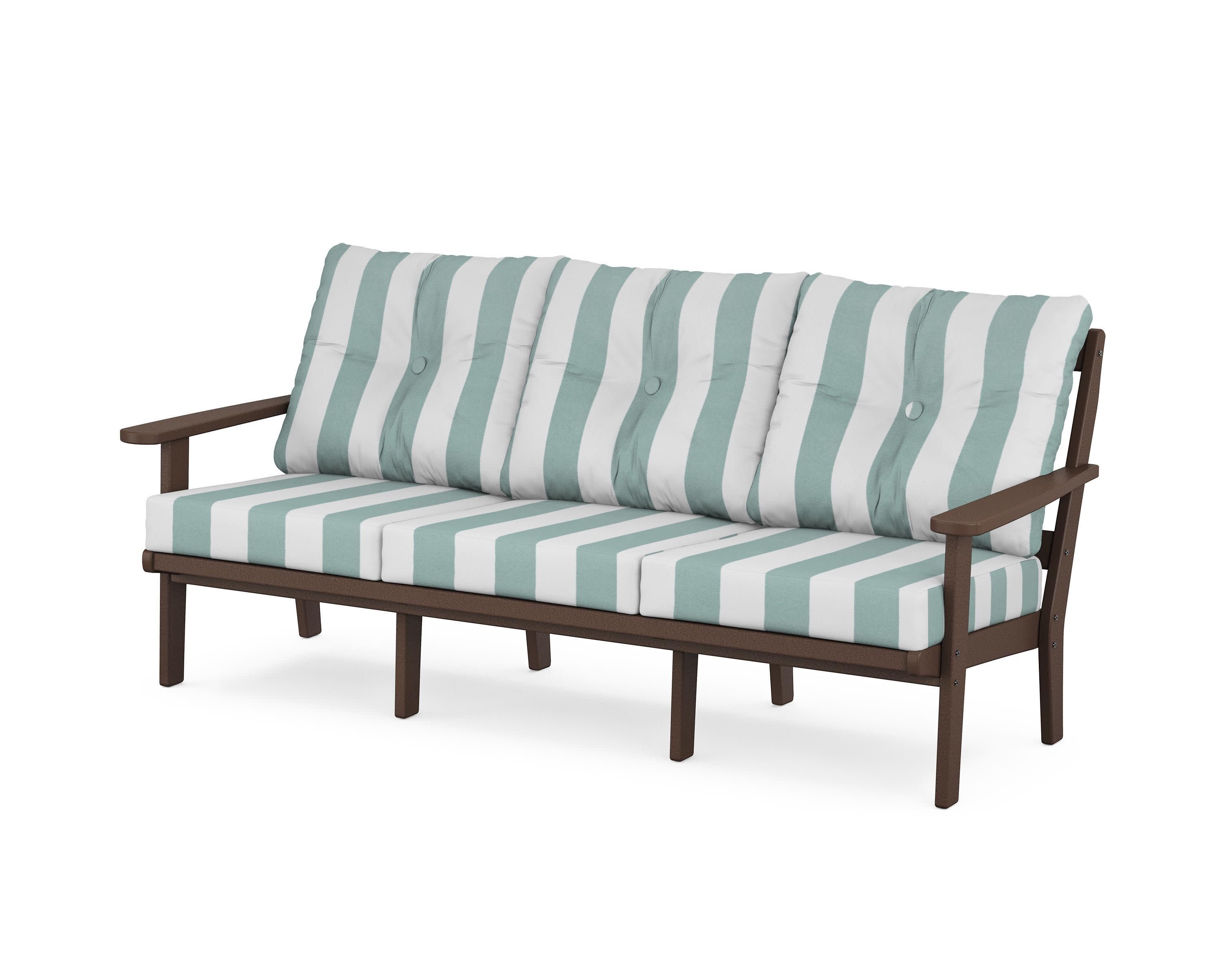 Cape Cod Deep Seating Sofa in Vintage Lantern / Cabana Stripe Glacier Spa
