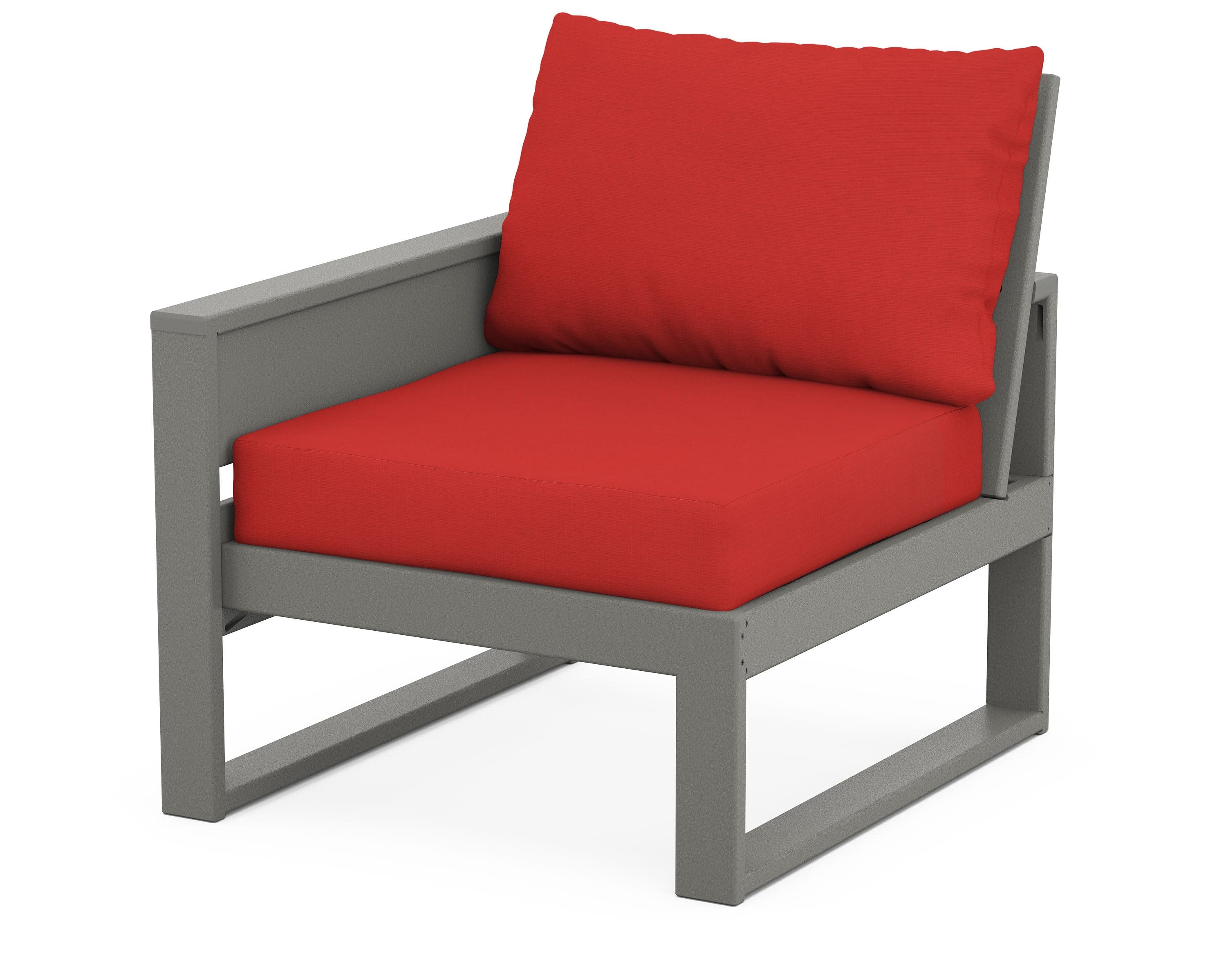 Eastport Modular Left Arm Chair in Stepping Stone / Crimson Linen