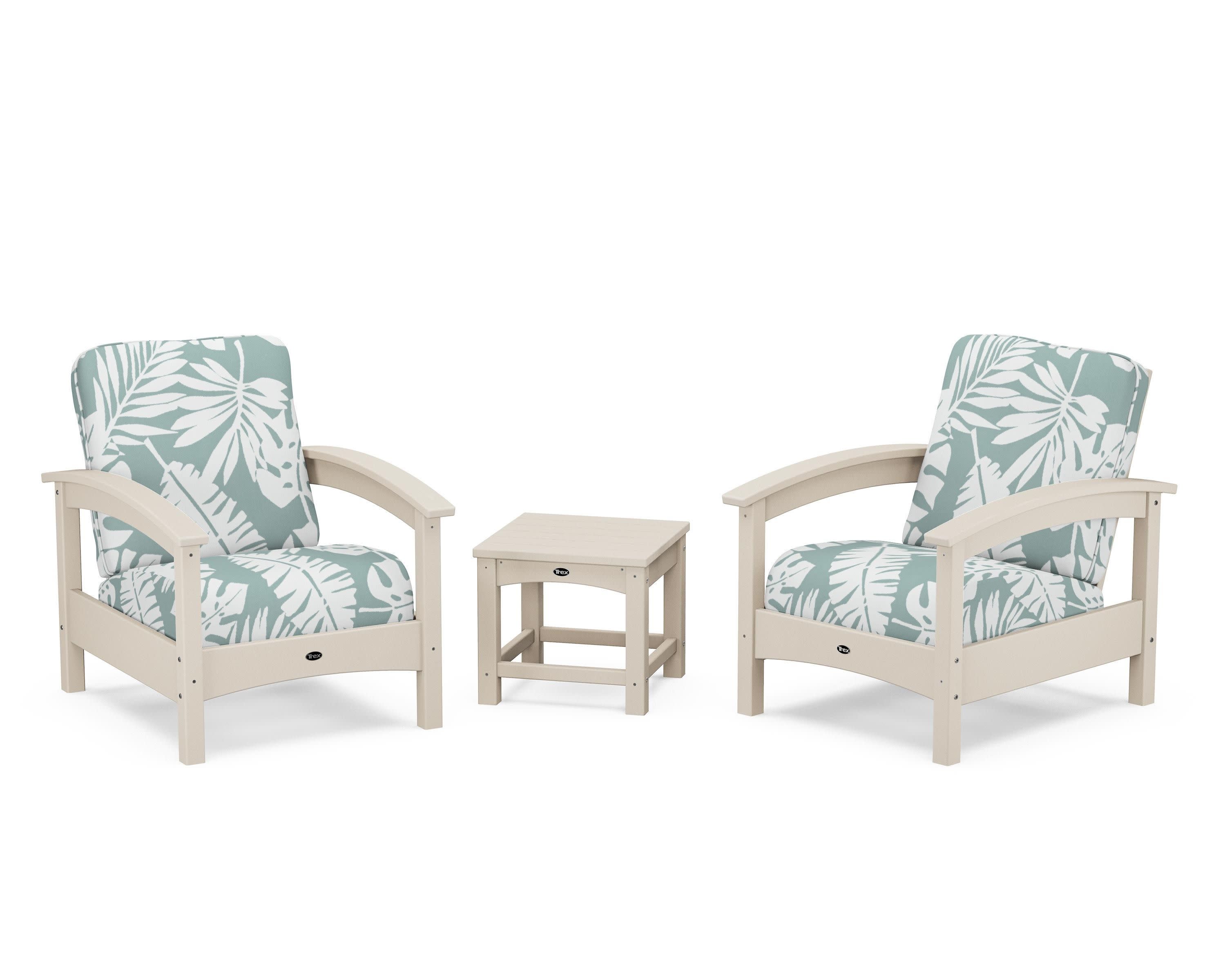 Rockport Club 3-Piece Deep Seating Conversation Set in Sand Castle / Leaf Glacier Spa