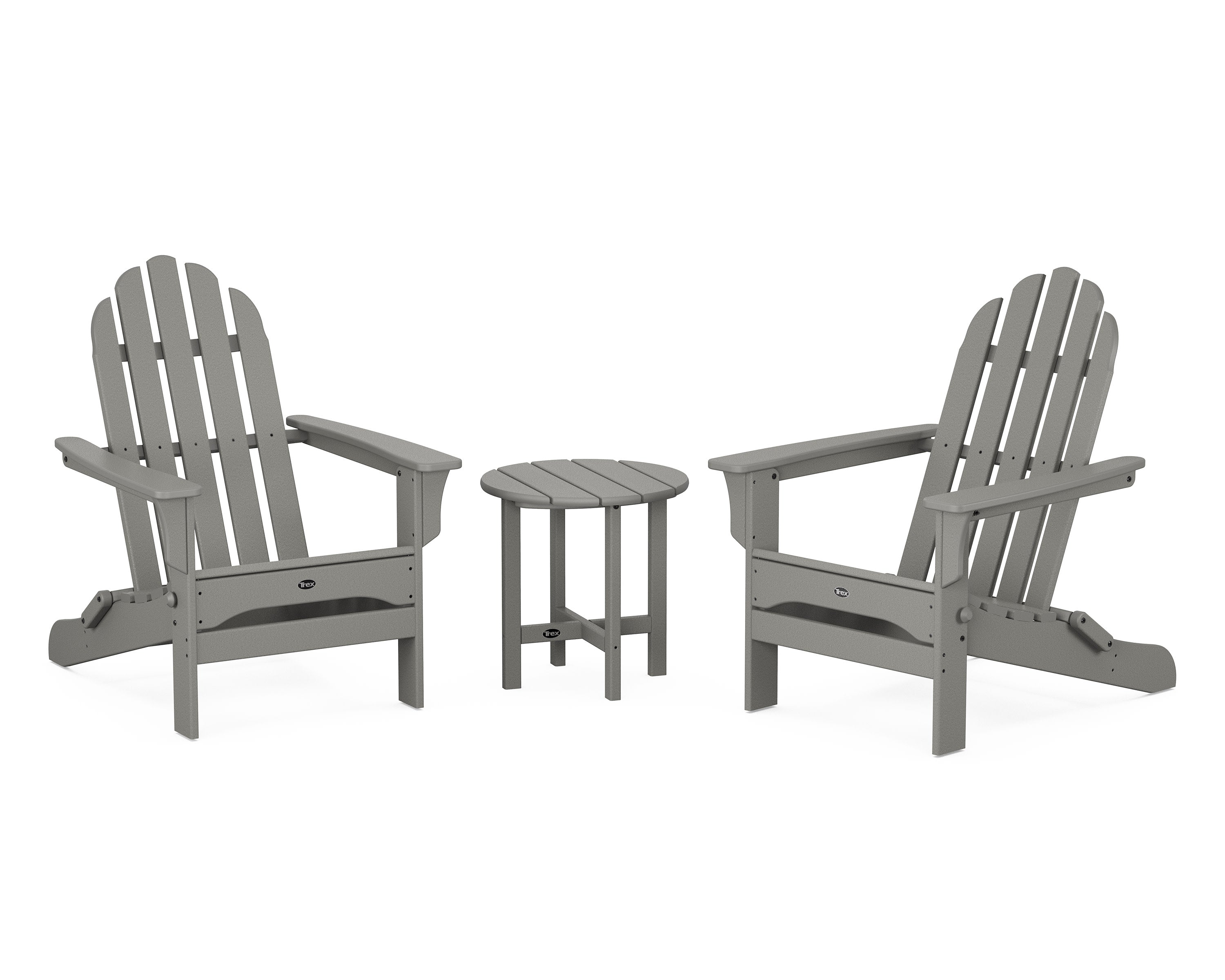 Cape Cod Folding Adirondack Set with Side Table in Stepping Stone