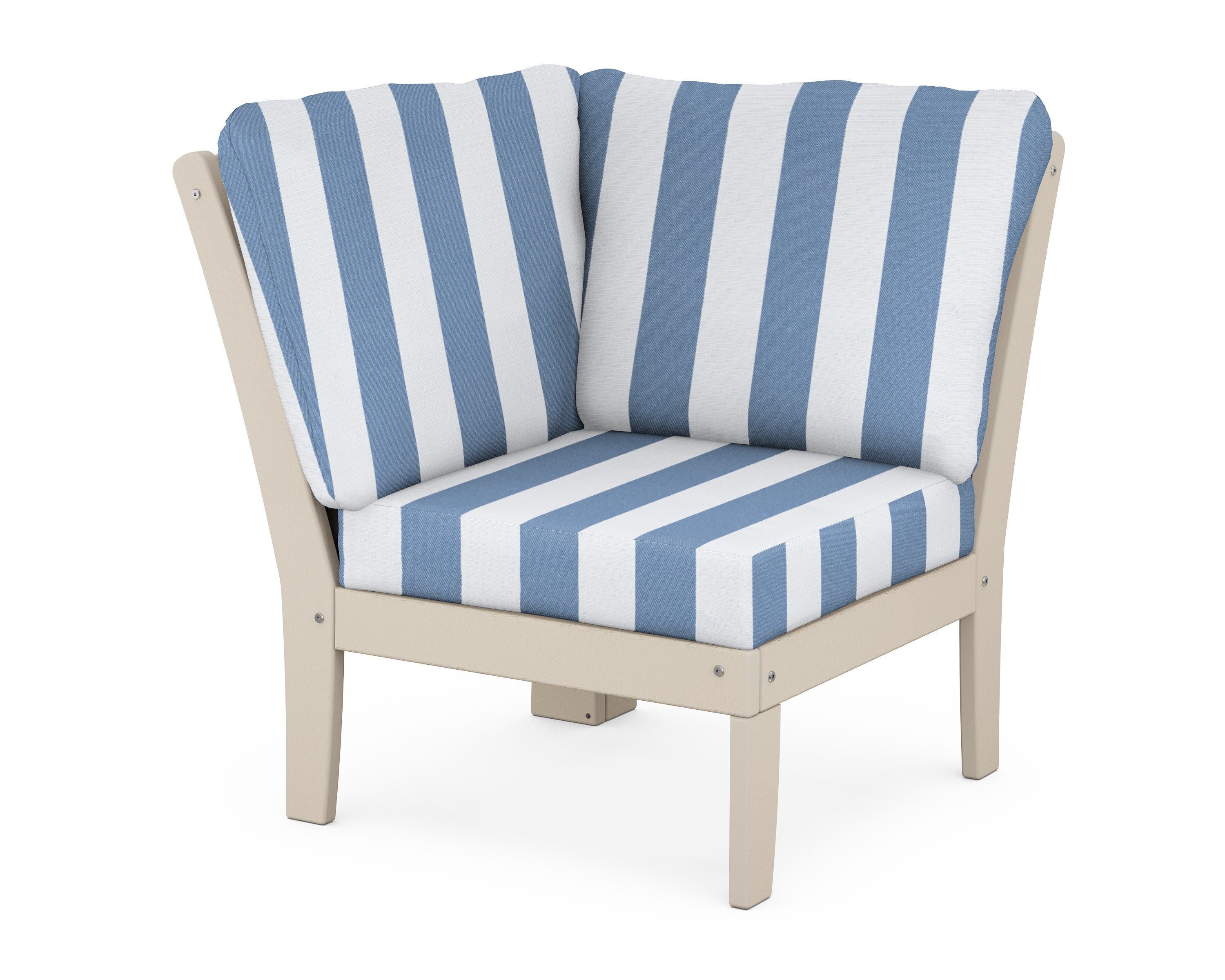 Yacht Club Modular Corner Chair in Sand Castle / Cabana Stripe Sky Blue