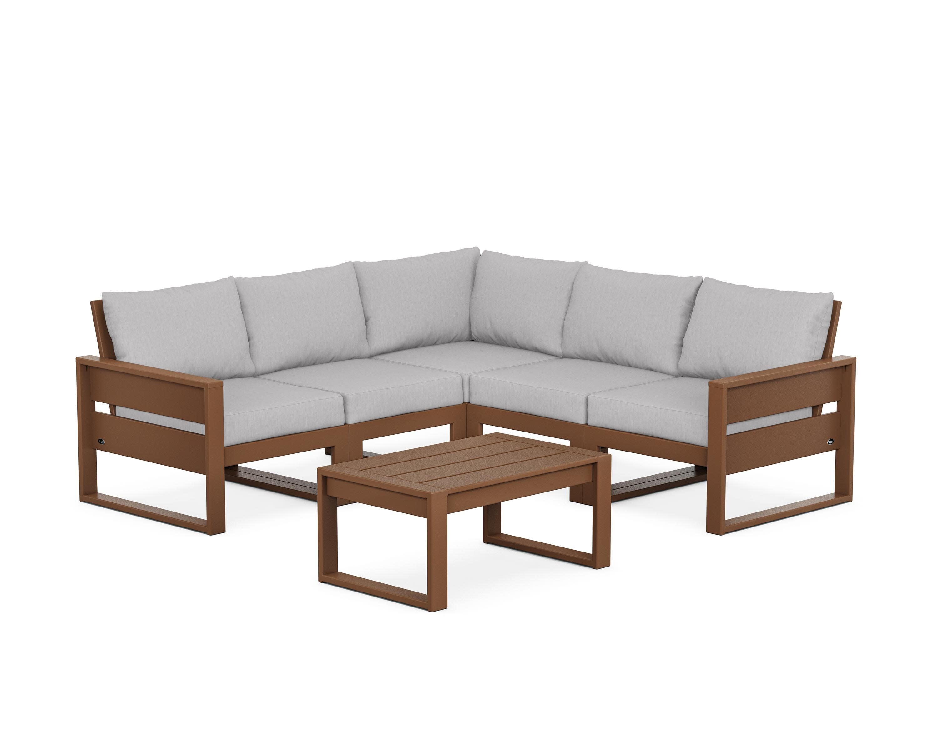 Eastport 6-Piece Deep Seating Sectional + Coffee Table Set in Tree House / Granite