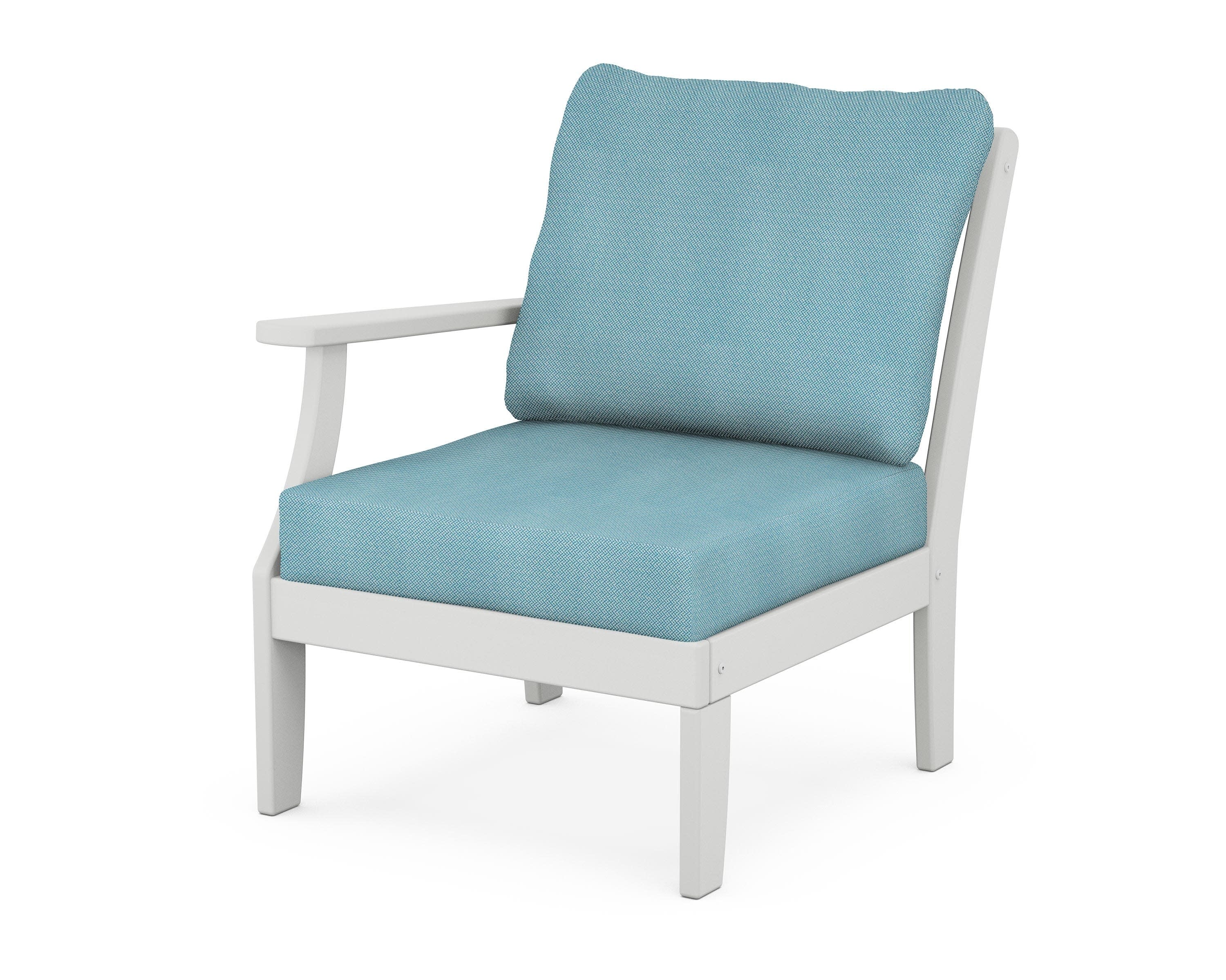 Yacht Club Modular Left Arm Chair in Classic White / Lattice Sky Blue