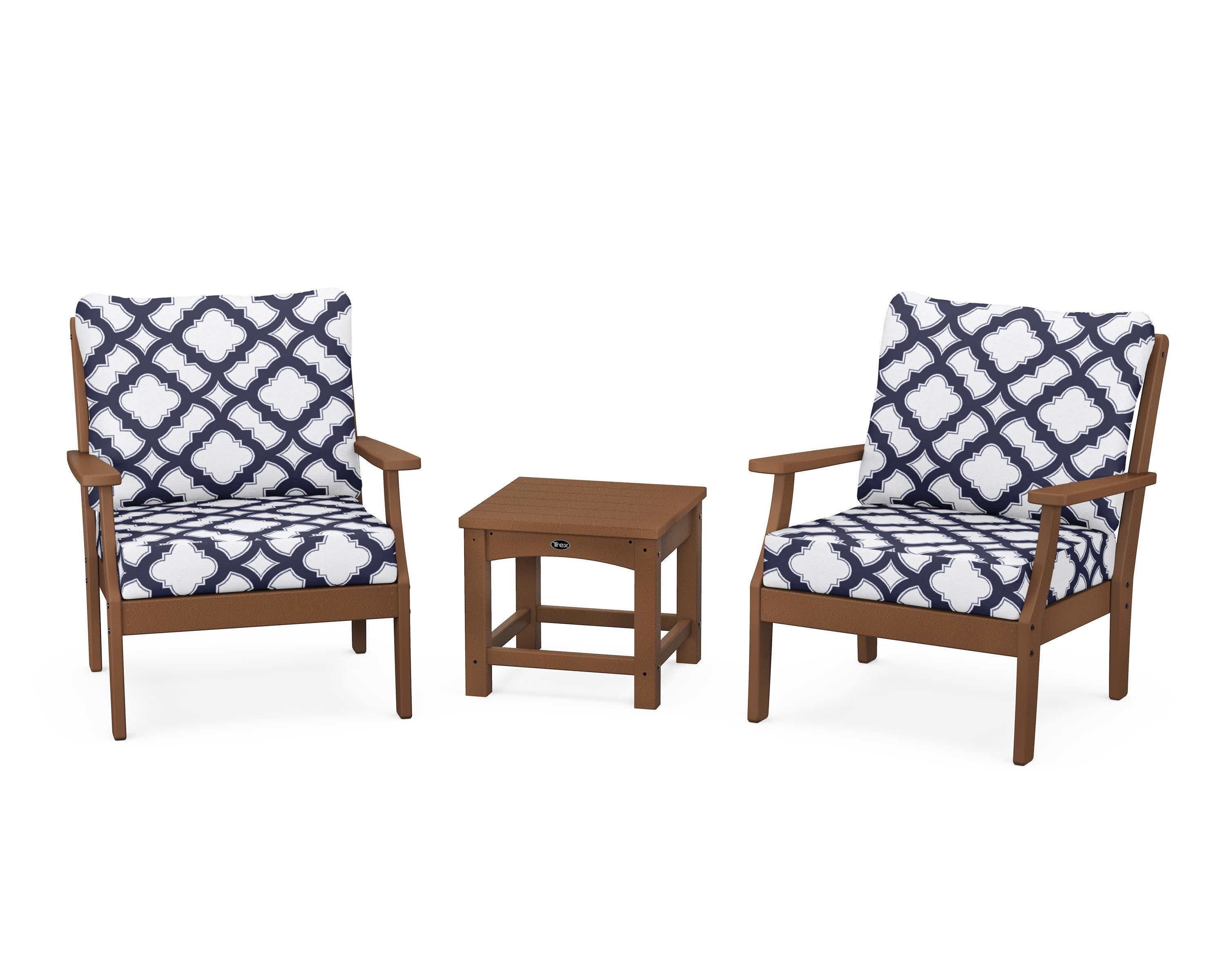 Yacht Club 3-Piece Deep Seating Set in Tree House / Trellis Navy