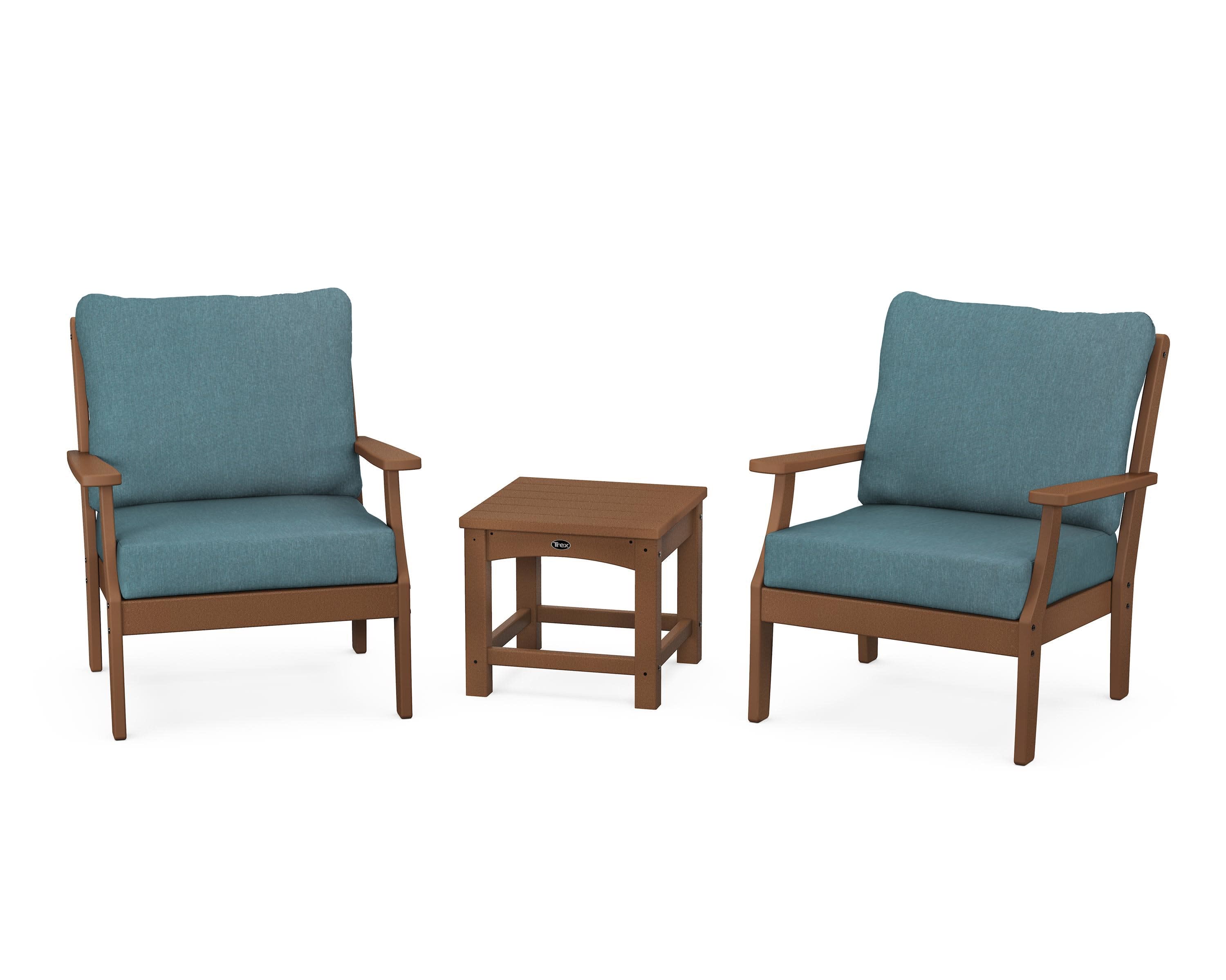 Yacht Club 3-Piece Deep Seating Set in Tree House / Ocean Teal