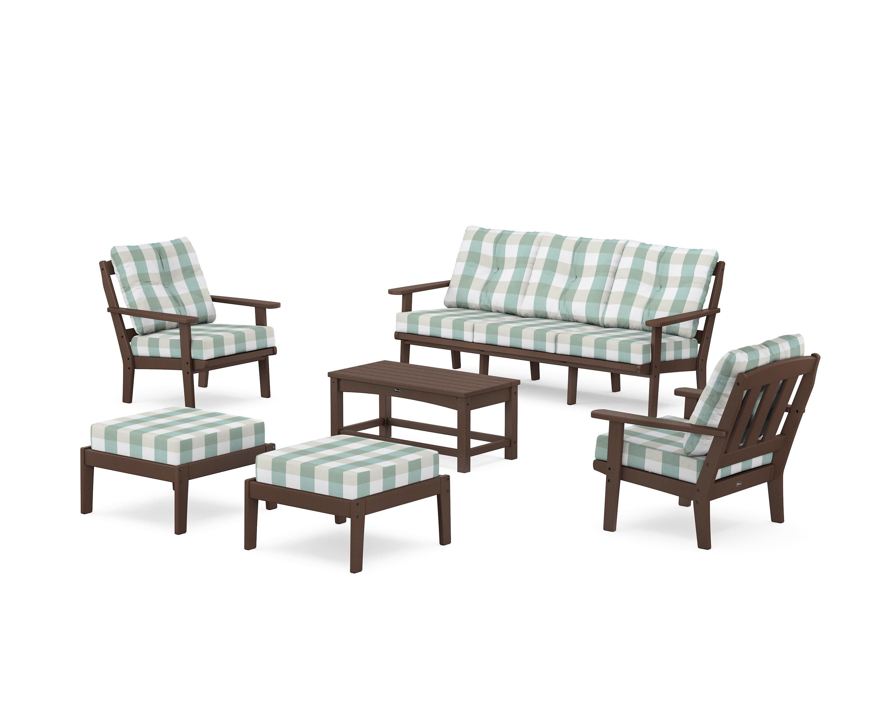 Cape Cod 6-Piece Lounge Sofa Set in Vintage Lantern / Buffalo Plaid Glacier Spa