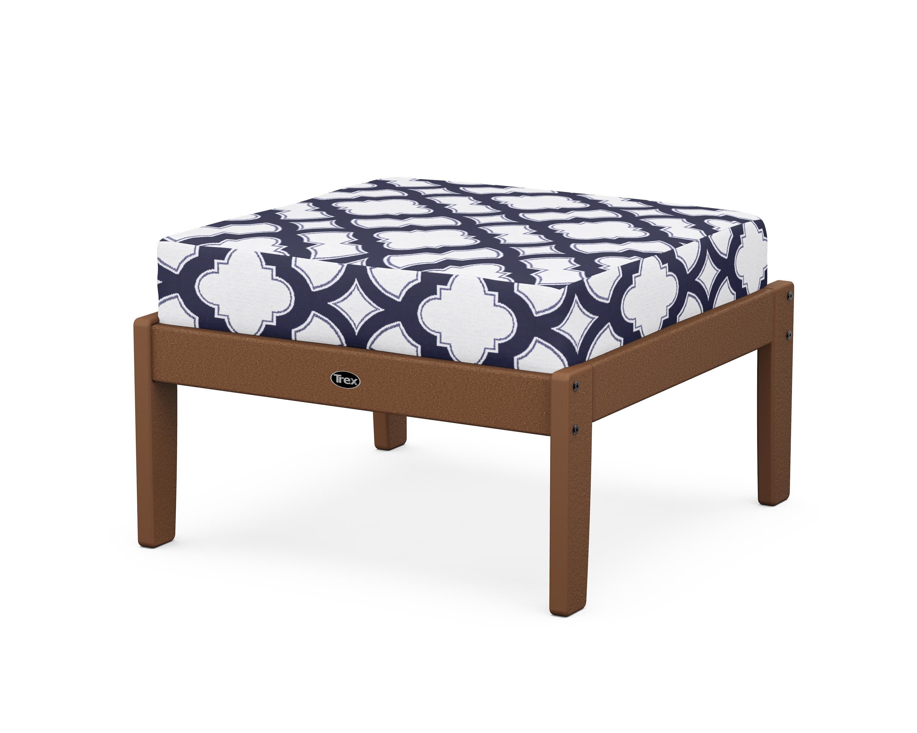 Yacht Club Deep Seating Ottoman in Tree House / Trellis Navy