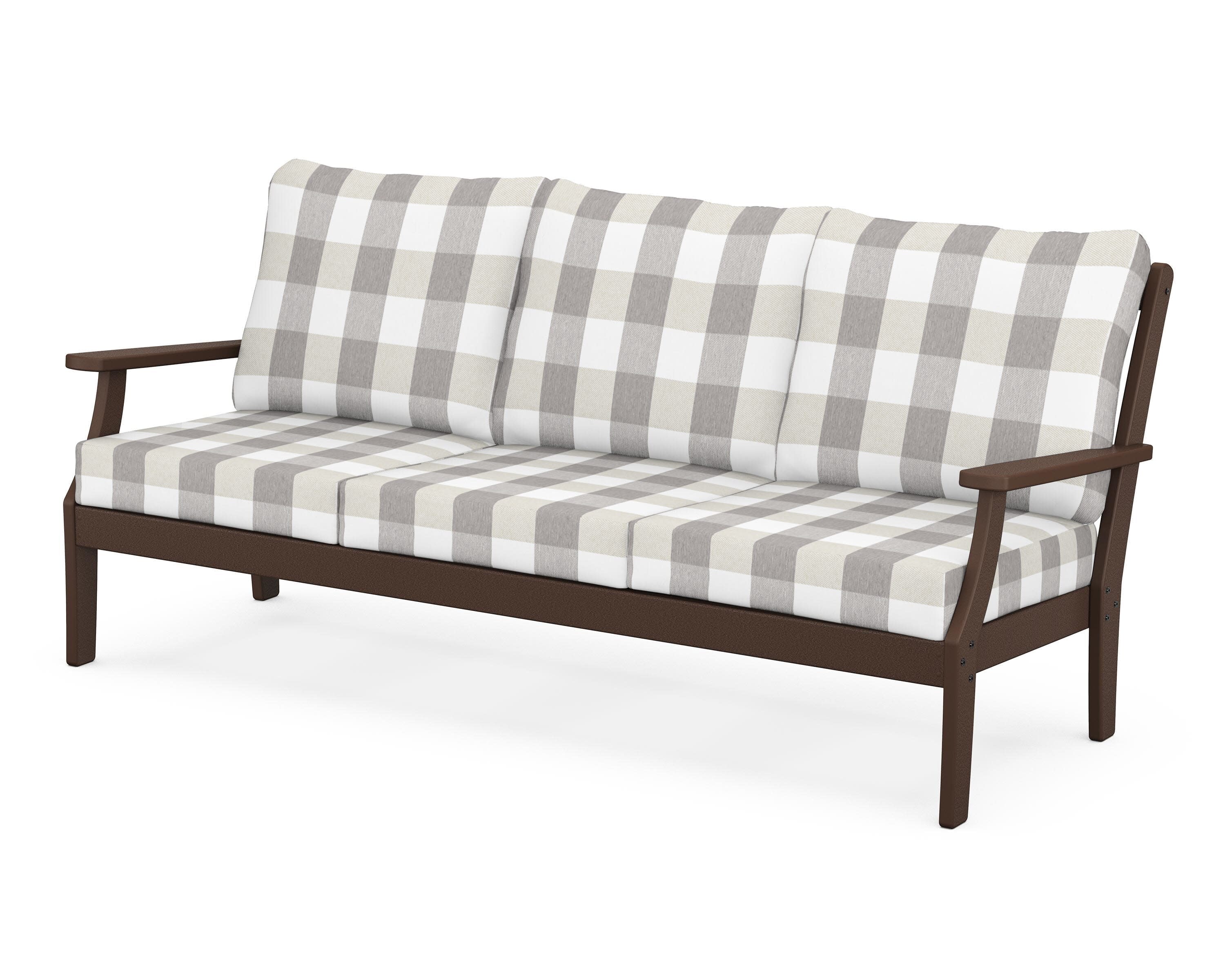Yacht Club Deep Seating Sofa in Vintage Lantern / Buffalo Plaid Grey Mist