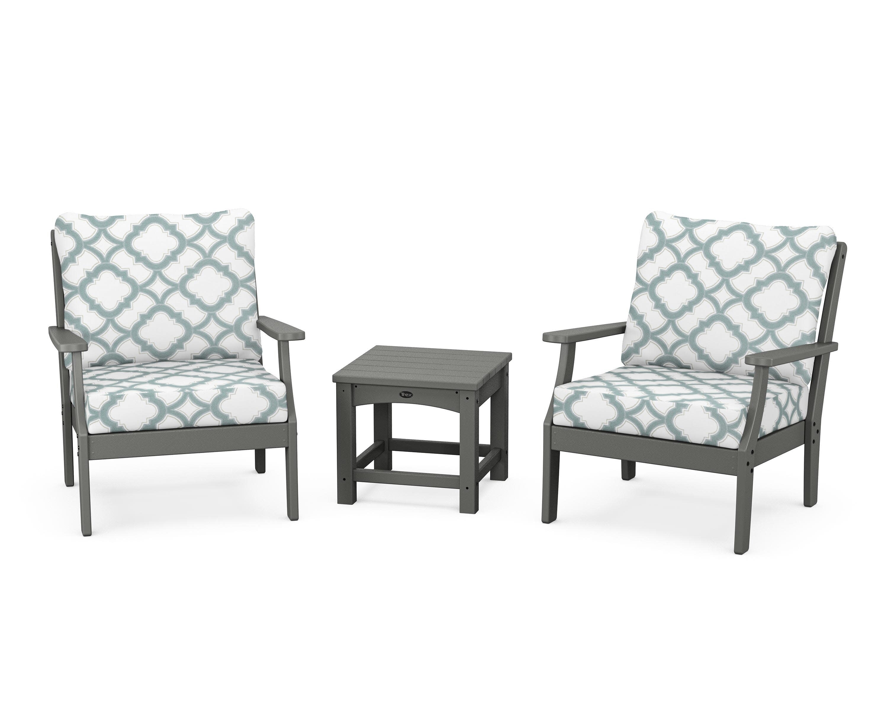 Yacht Club 3-Piece Deep Seating Set in Stepping Stone / Trellis Glacier Spa