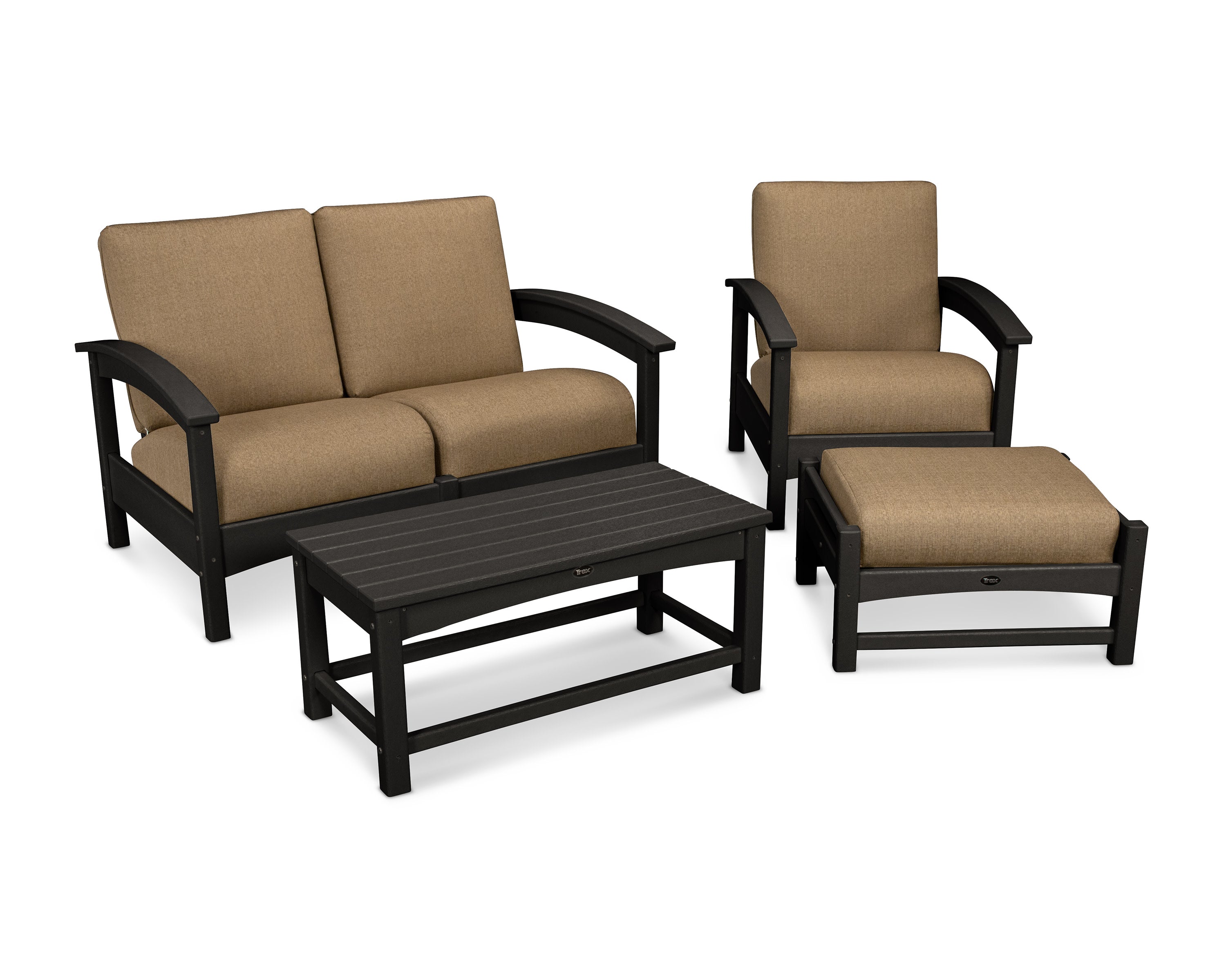 Rockport 4-Piece Deep Seating Conversation Group in Charcoal Black / Sesame