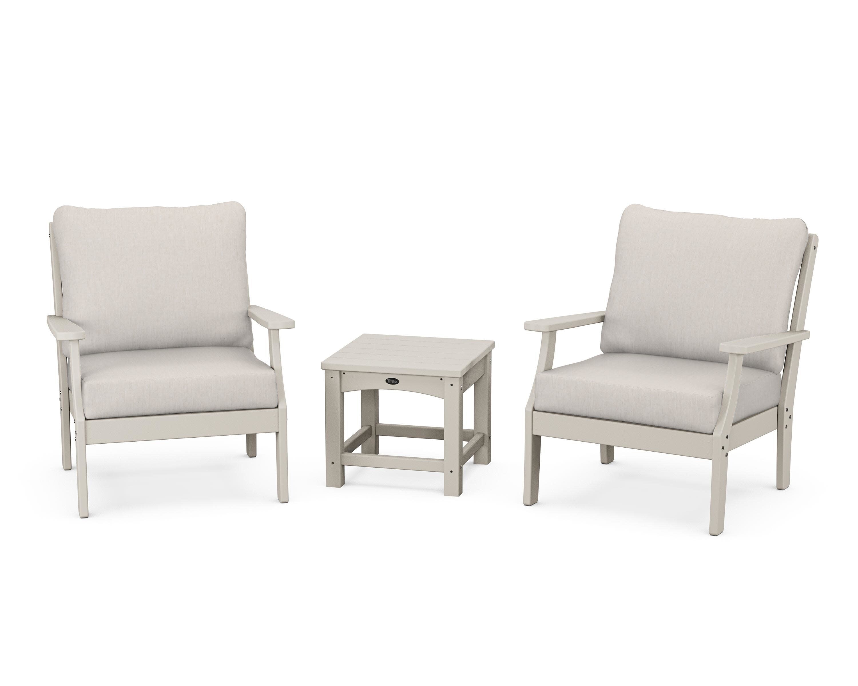 Yacht Club 3-Piece Deep Seating Set in Sand Castle / Cast Ash