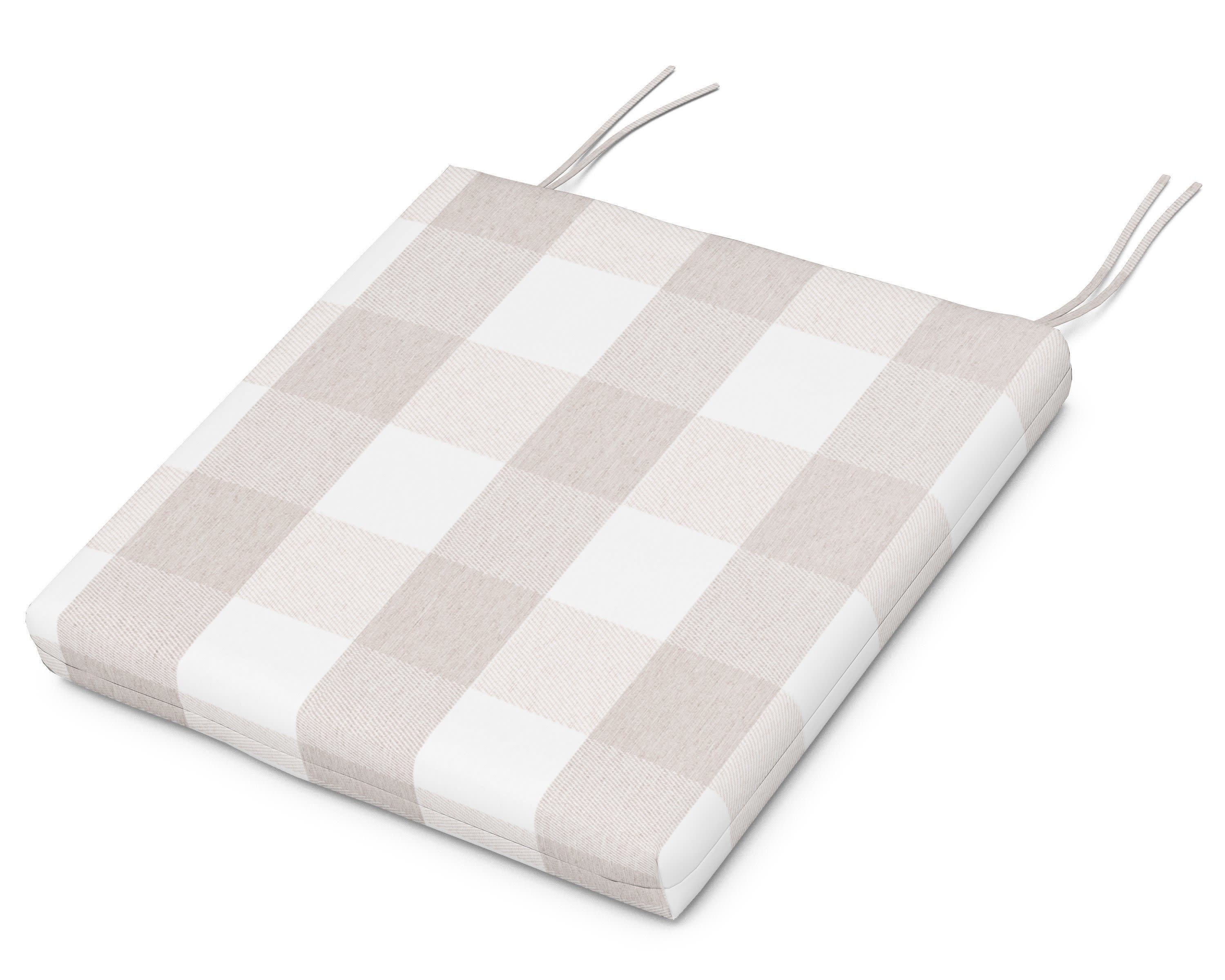 Seat Cushion - 18.5"D x 21"W x 2.5"H in Buffalo Plaid Dune Burlap