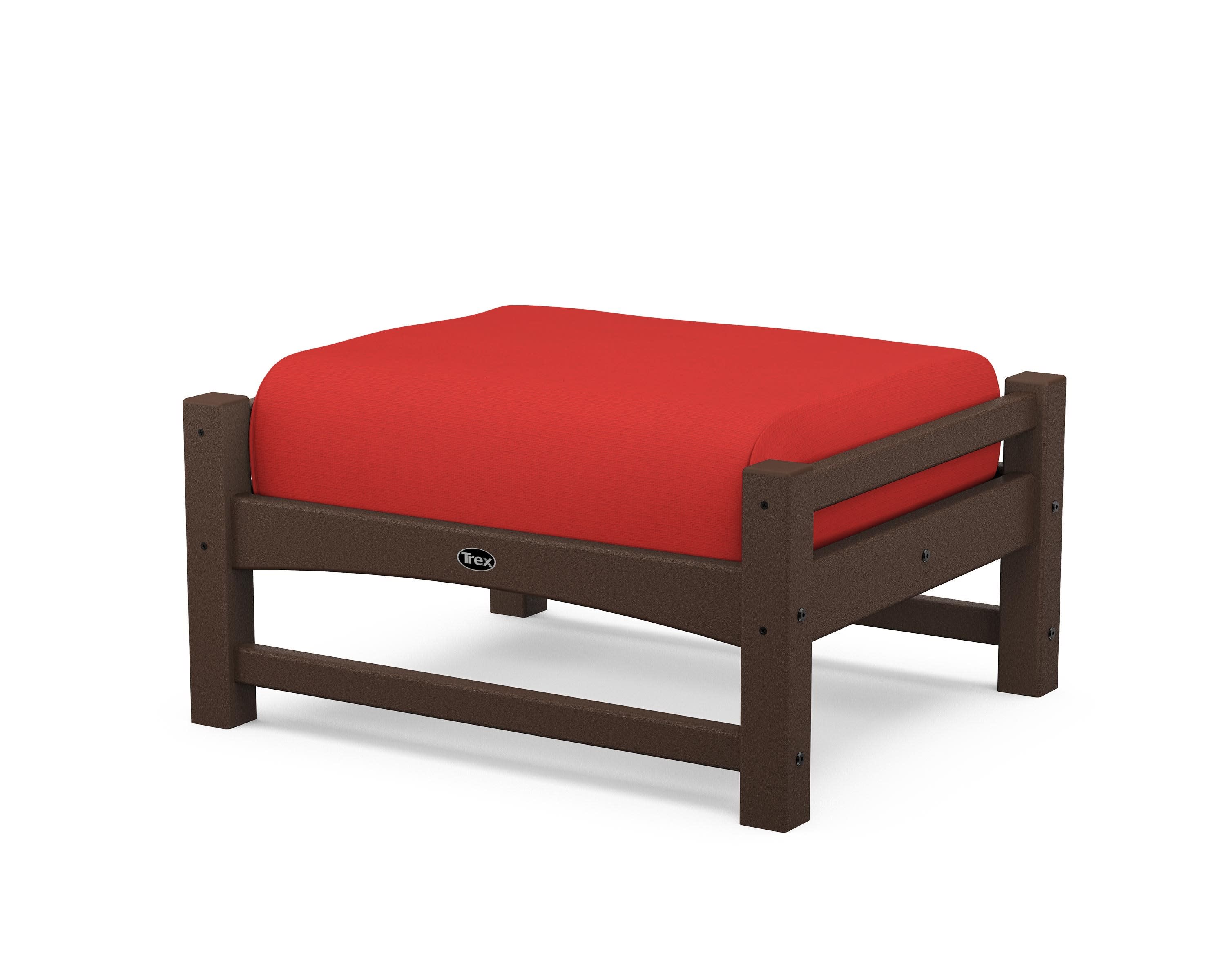 Rockport Club Ottoman in Vintage Lantern / Crimson Linen