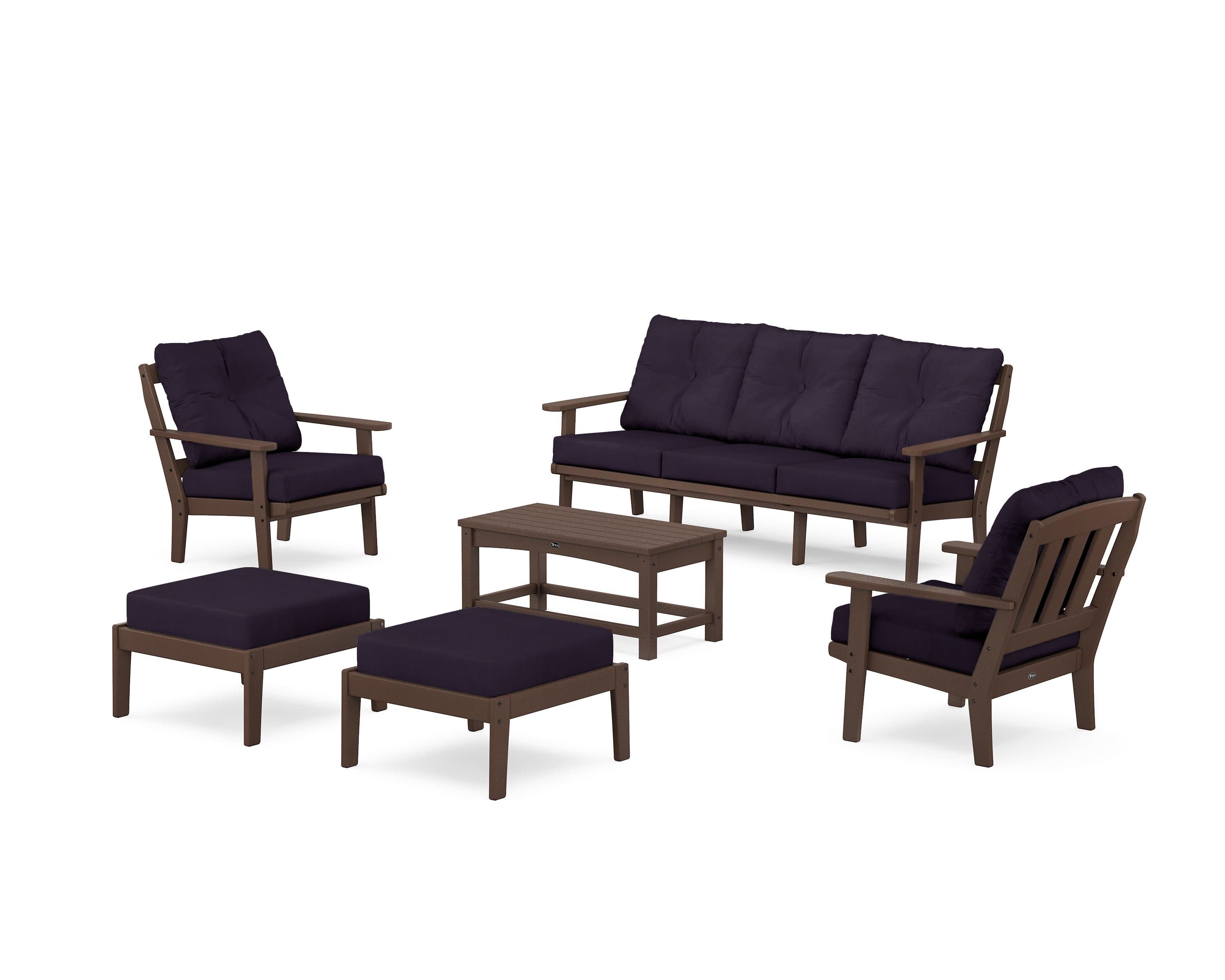 Cape Cod 6-Piece Lounge Sofa Set in Vintage Lantern / Navy Linen