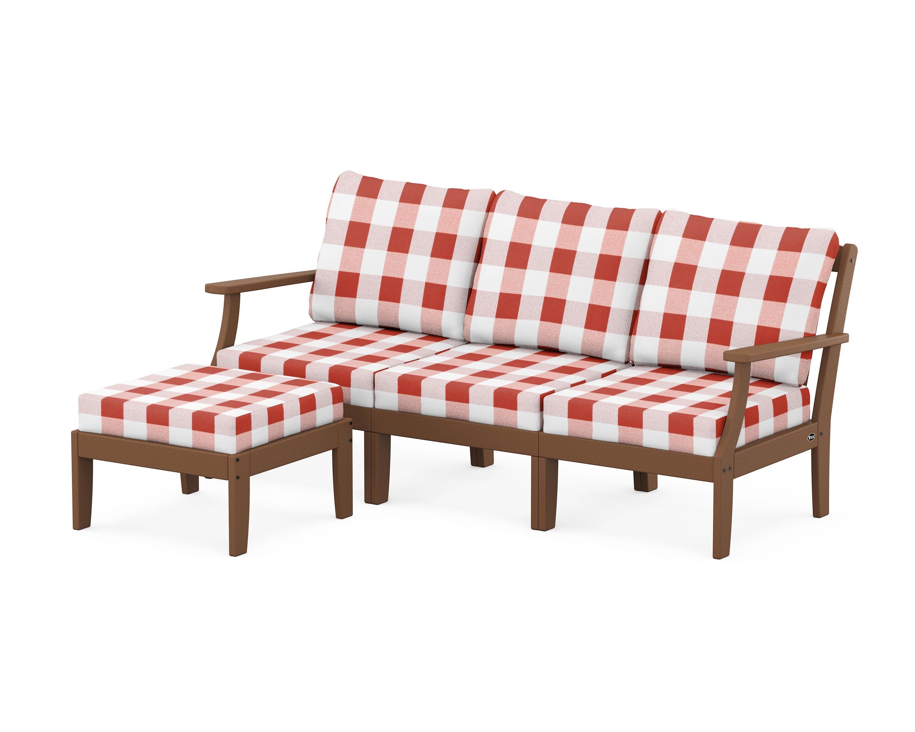 Yacht Club Modular 4-Piece Deep Seating Set with Ottoman in Tree House / Buffalo Plaid Crimson