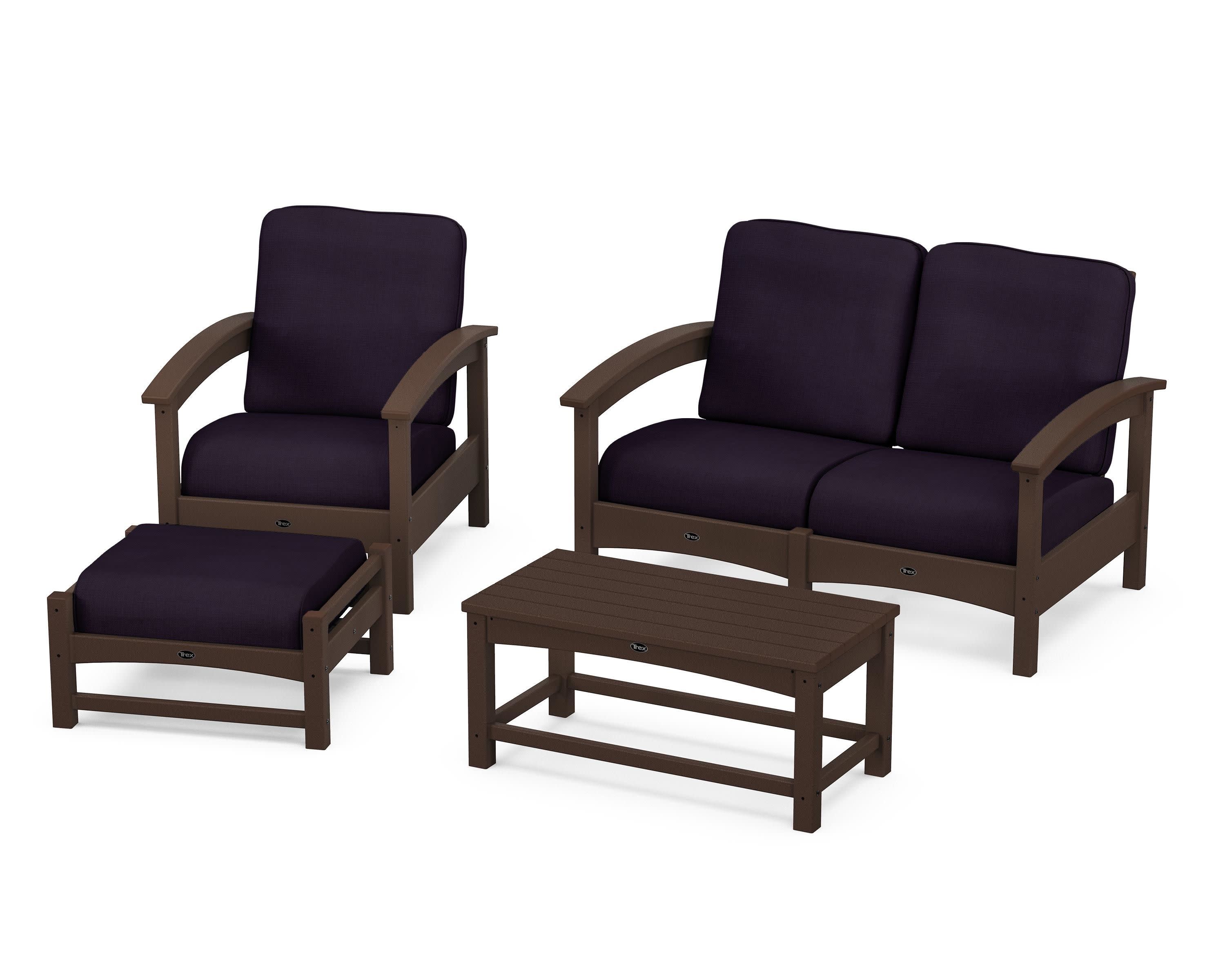 Rockport 4-Piece Deep Seating Conversation Group in Vintage Lantern / Navy Linen