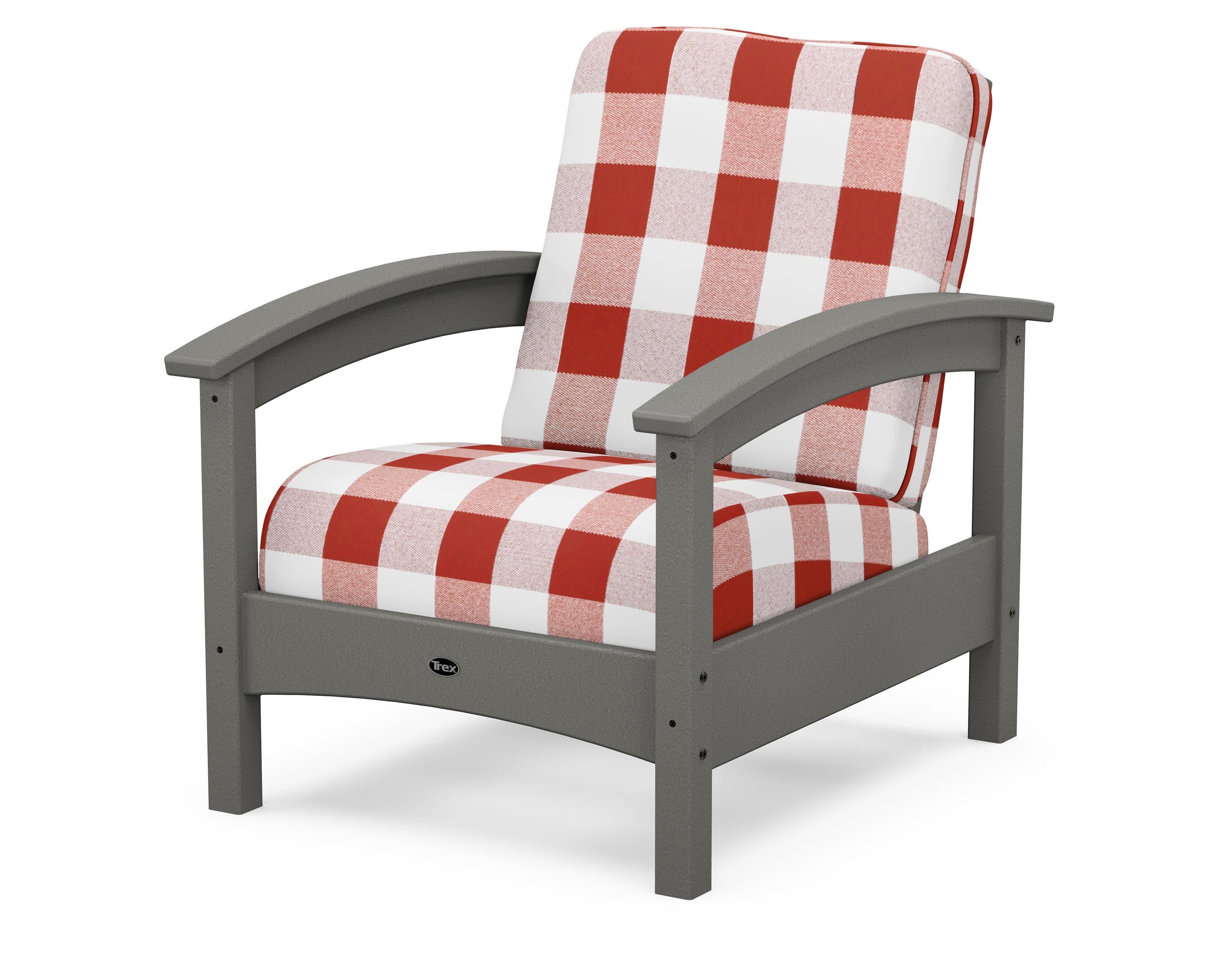 Rockport Club Chair in Stepping Stone / Buffalo Plaid Crimson