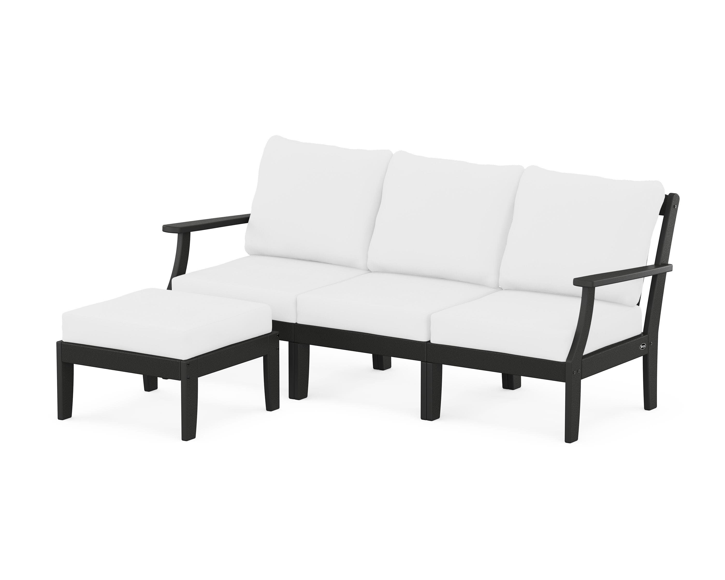 Yacht Club Modular 4-Piece Deep Seating Set with Ottoman in Charcoal Black / Natural