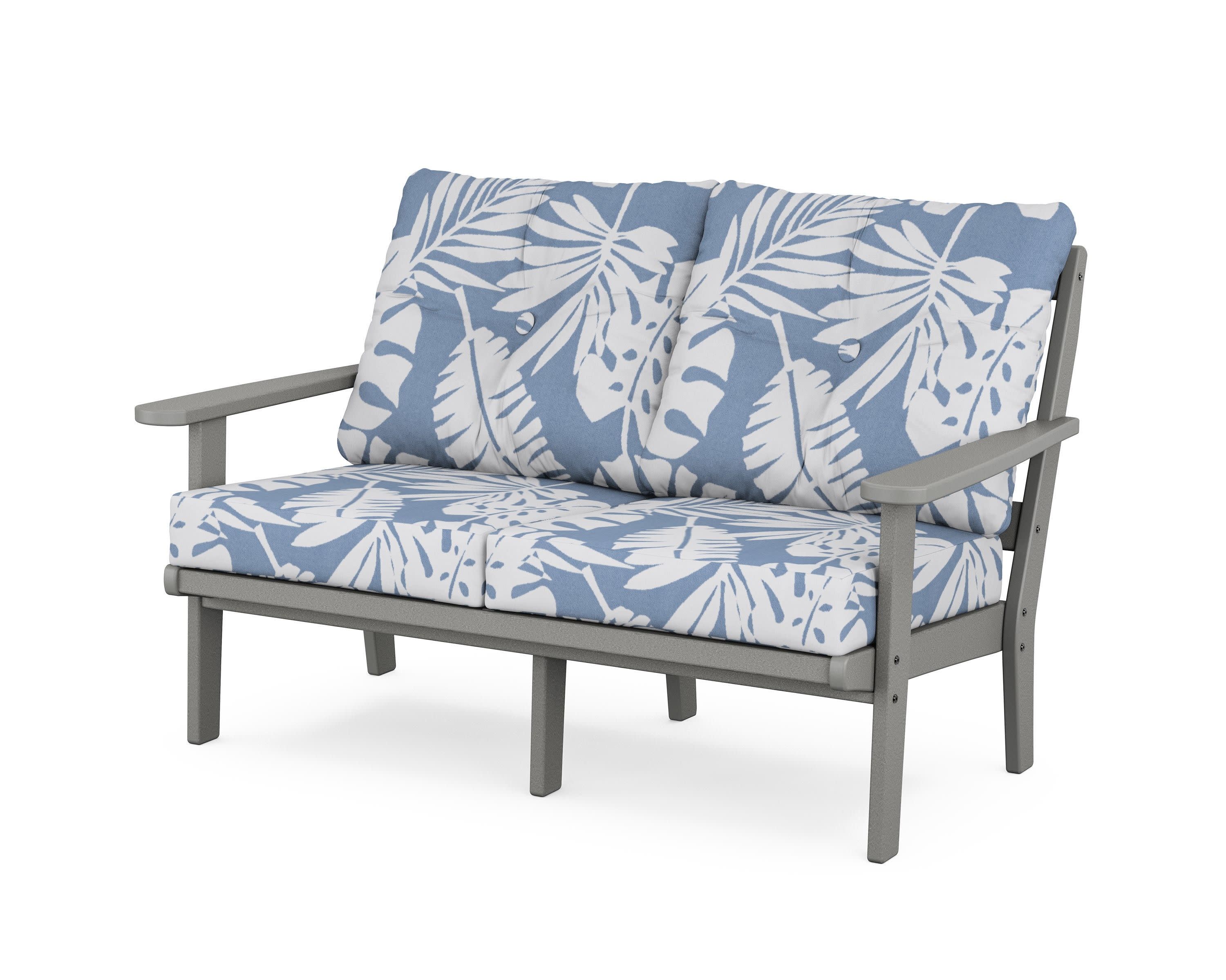 Cape Cod Deep Seating Loveseat in Stepping Stone / Leaf Sky Blue