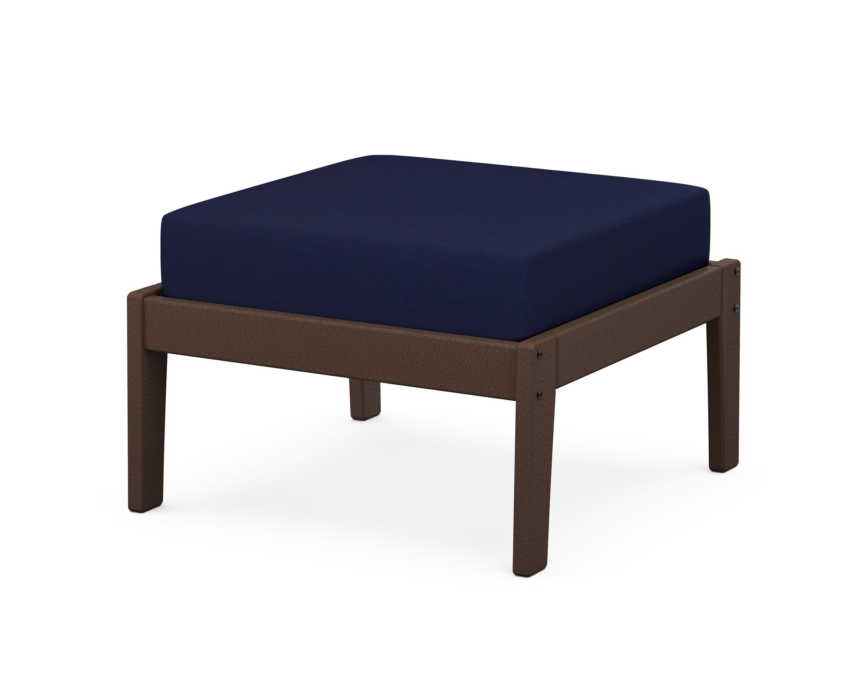 Deep Seating Ottoman in Mahogany / Navy