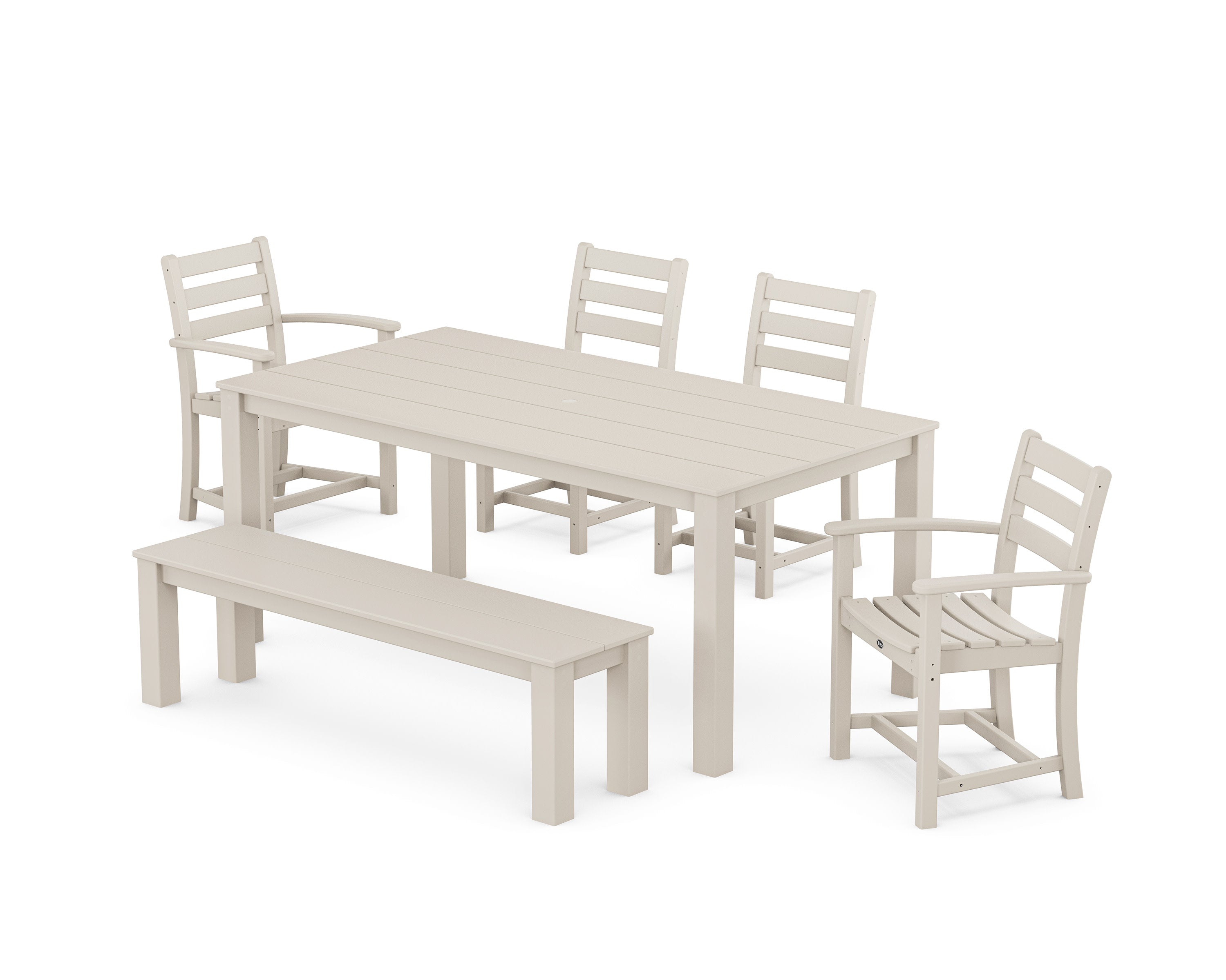 Monterey Bay 6-Piece Parsons Dining Set with Bench in Sand Castle