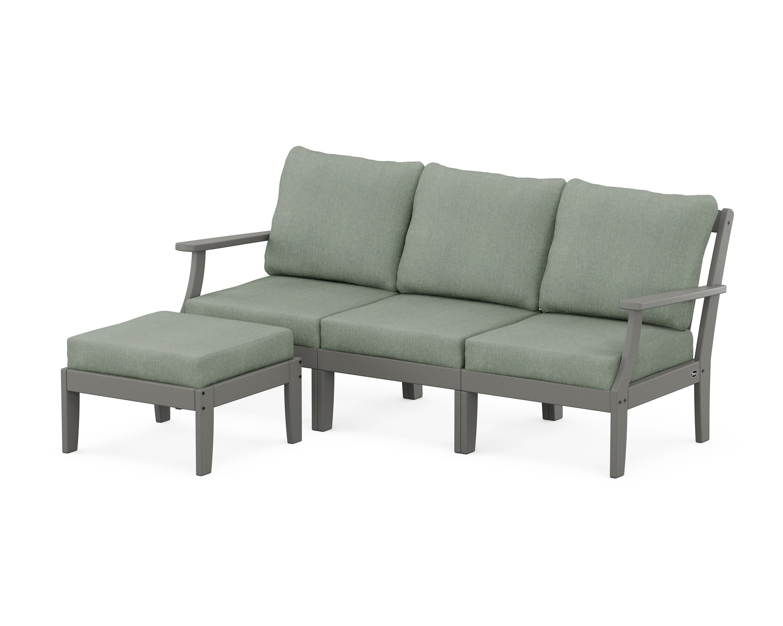 Yacht Club Modular 4-Piece Deep Seating Set with Ottoman in Stepping Stone / Cast Sage