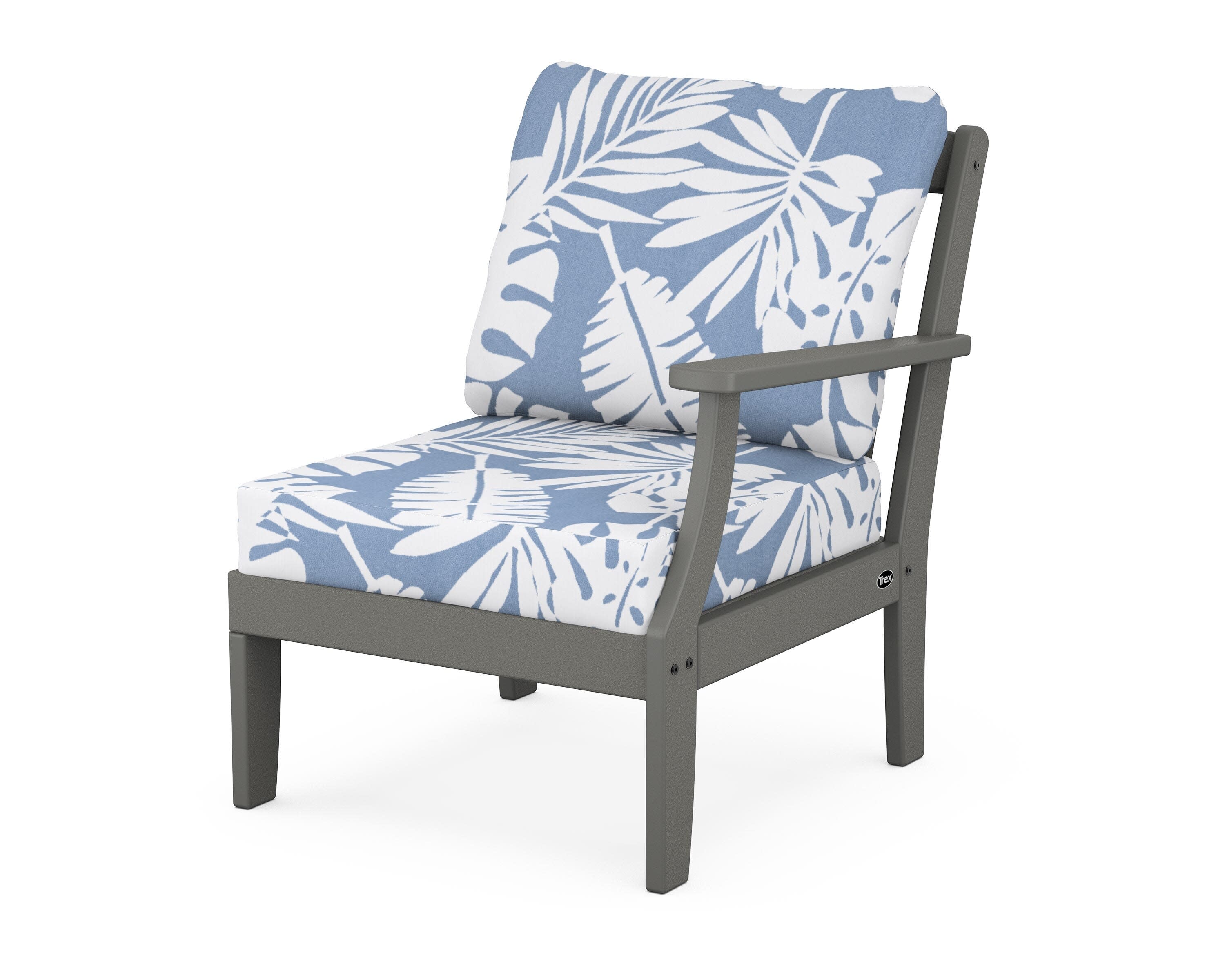 Yacht Club Modular Right Arm Chair in Stepping Stone / Leaf Sky Blue