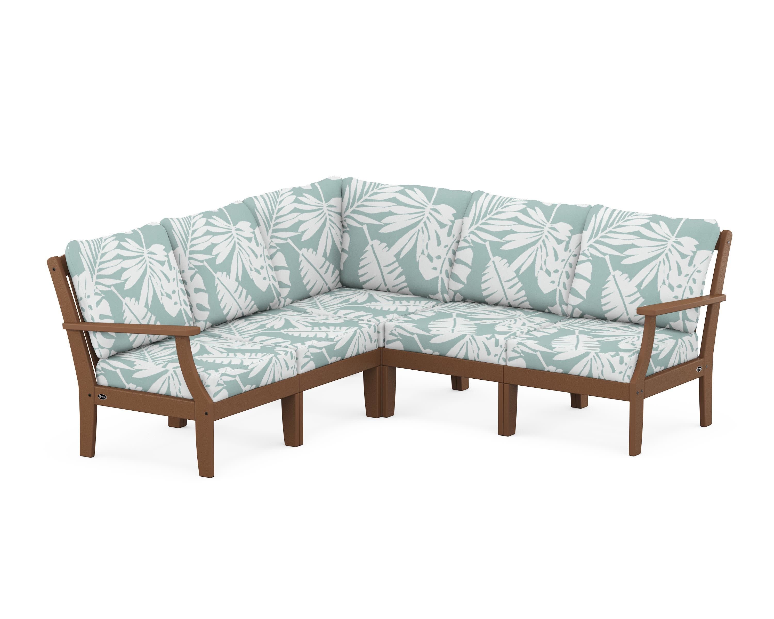 Yacht Club Modular 5-Piece Deep Seating Set in Tree House / Leaf Glacier Spa
