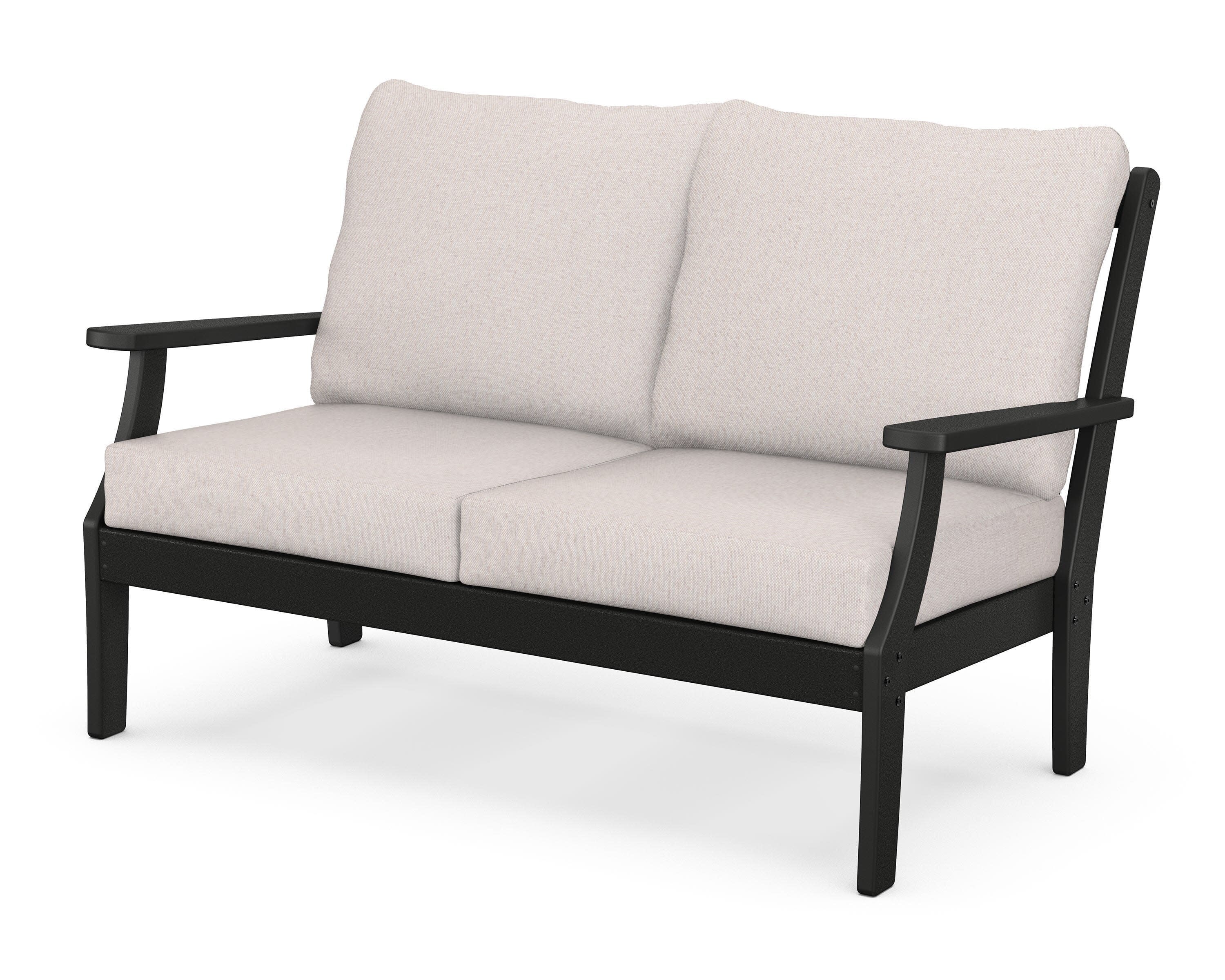 Yacht Club Deep Seating Loveseat in Charcoal Black / Dune Burlap