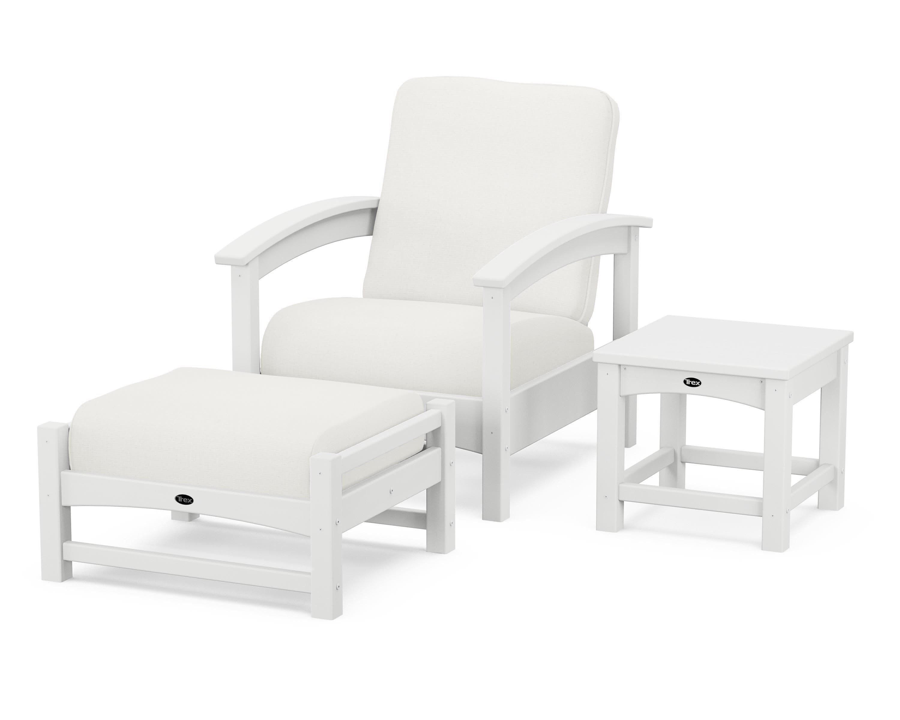 Rockport 3-Piece Deep Seating Set in Classic White / Natural Linen