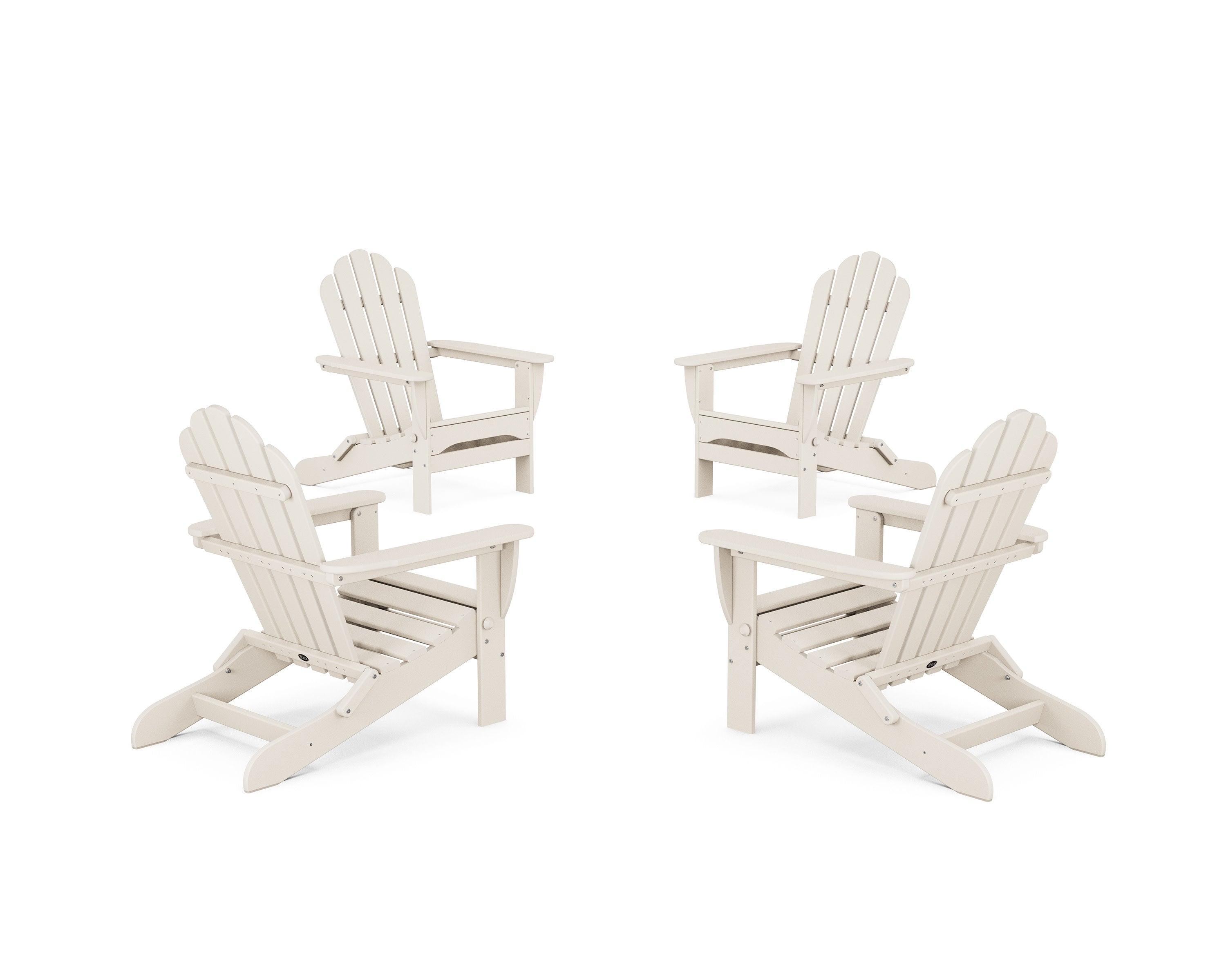 4-Piece Monterey Bay Folding Adirondack Chair Conversation Set in Sand Castle