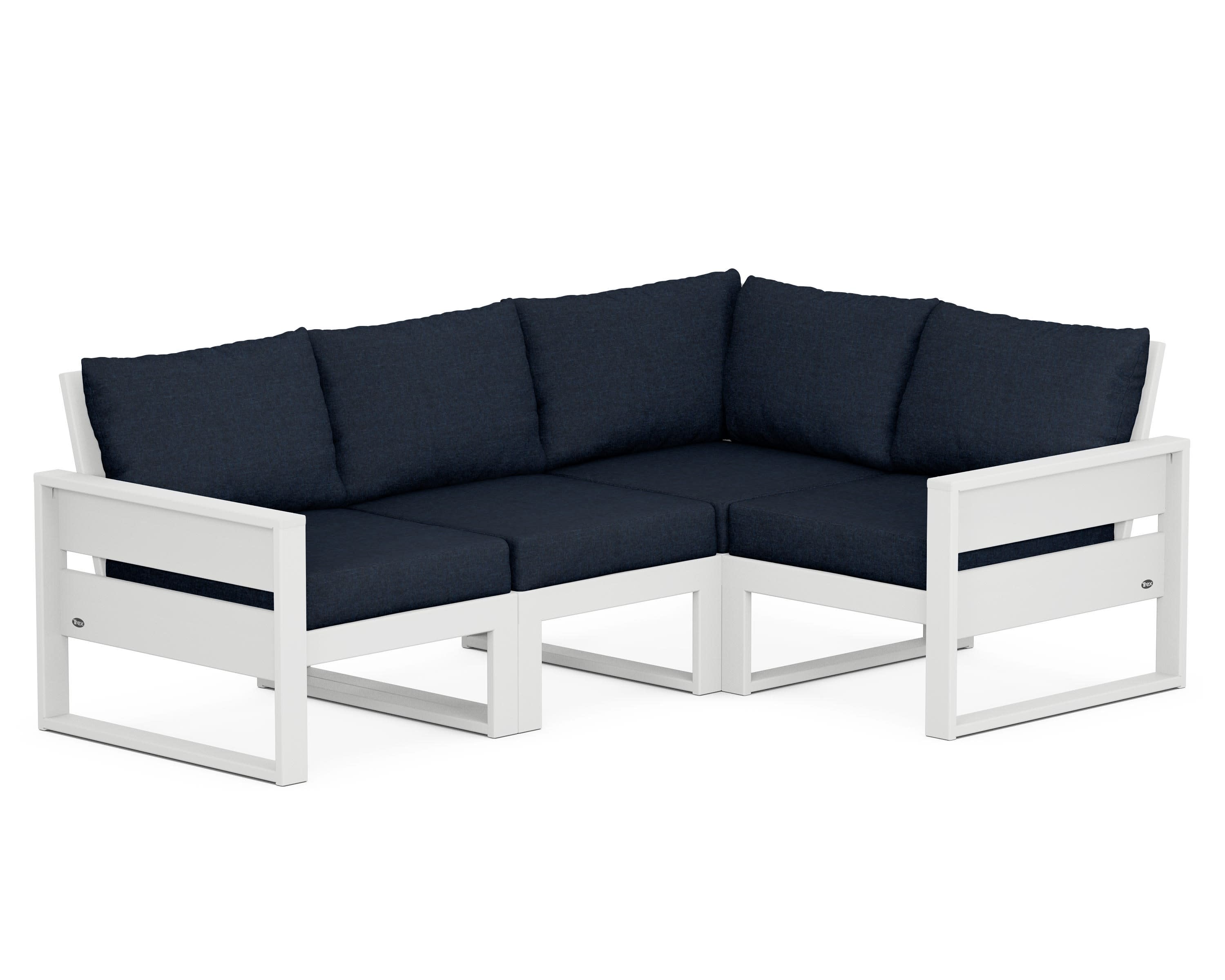 Eastport 4- Piece Sectional in Classic White / Marine Indigo