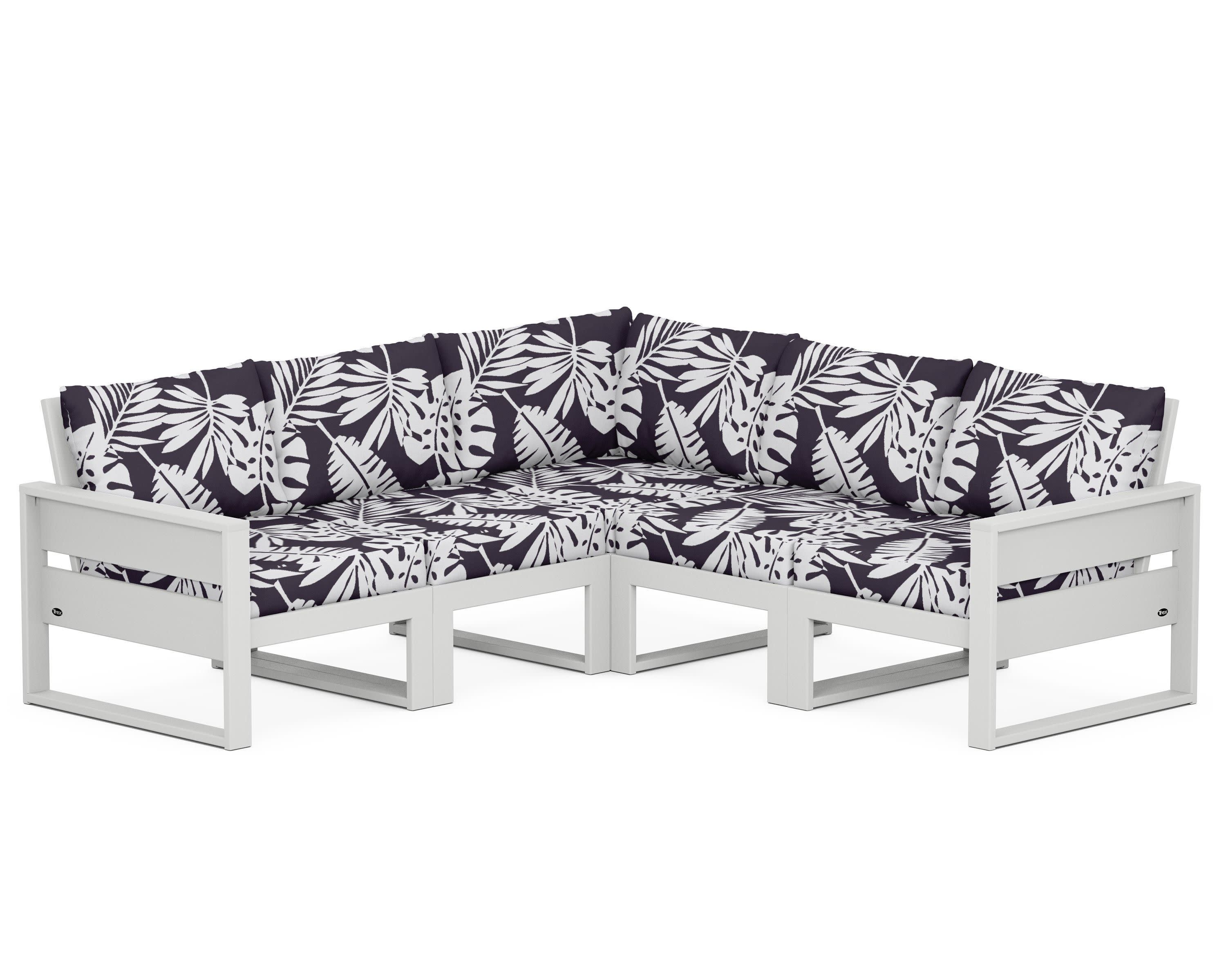 Eastport 5-Piece Sectional in Classic White / Leaf Navy