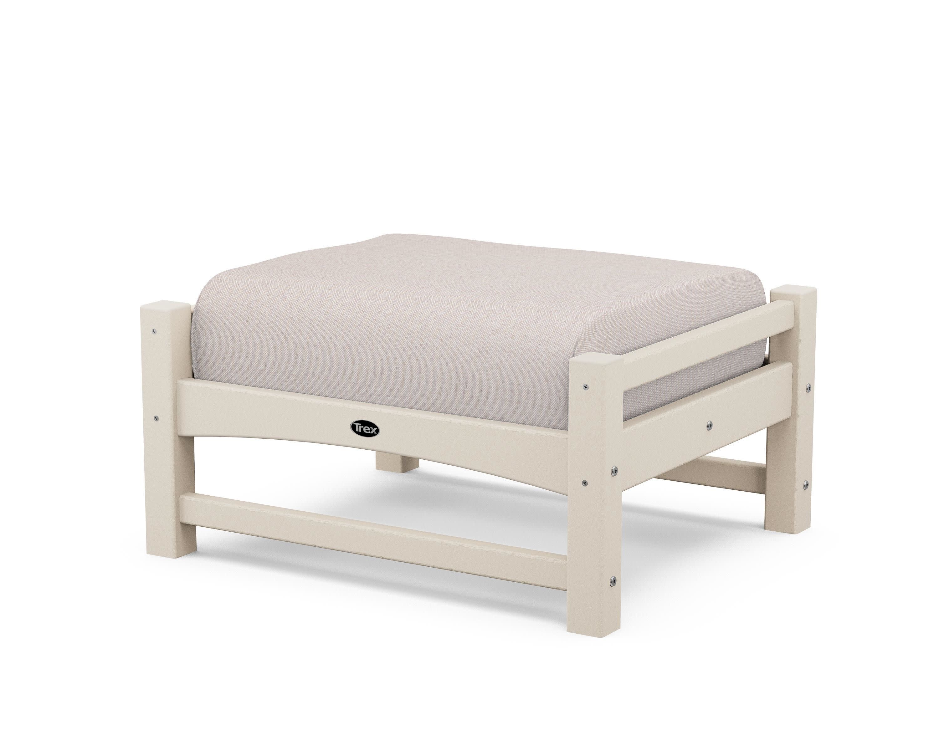 Rockport Club Ottoman in Sand Castle / Dune Burlap