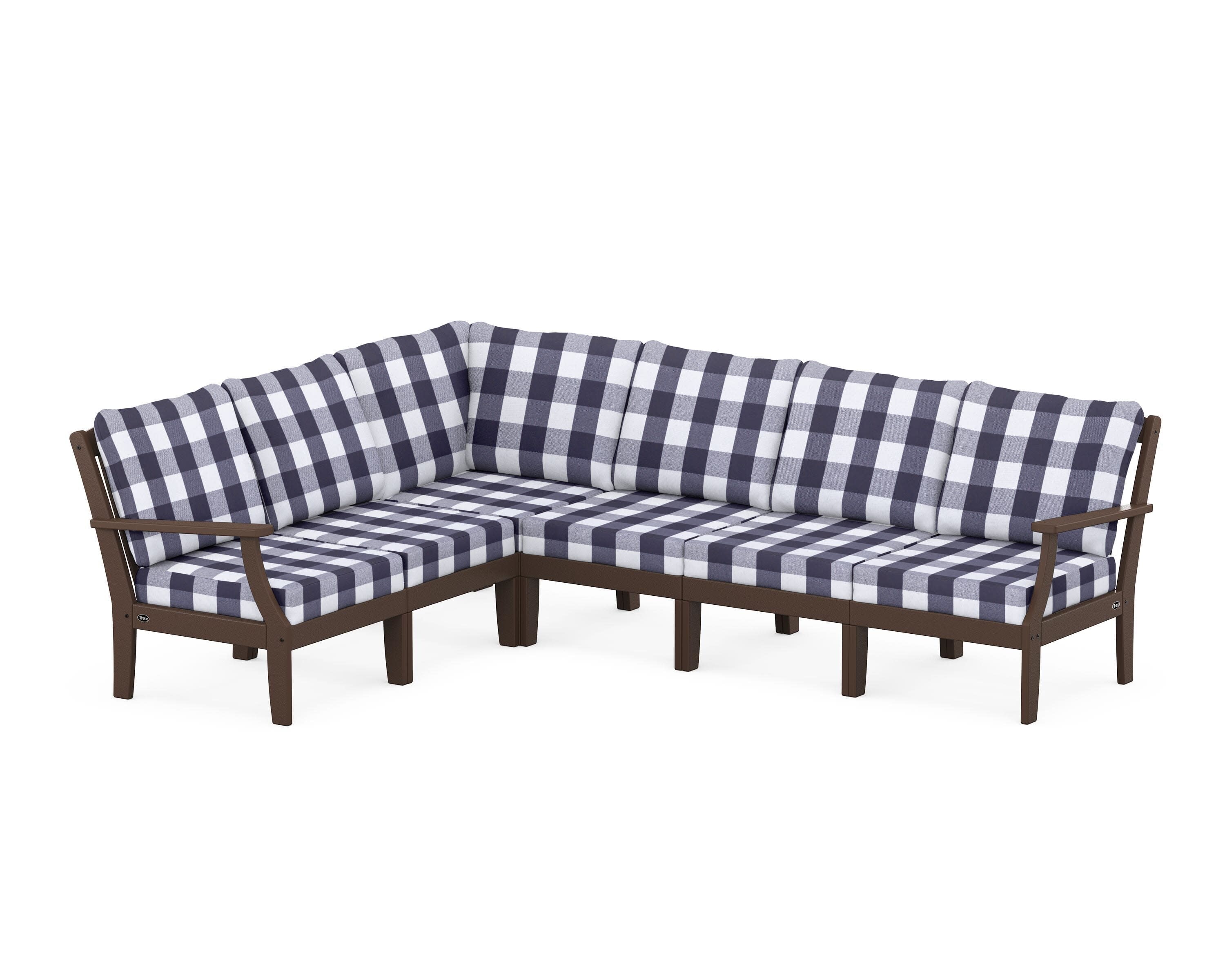 Yacht Club Modular 6-Piece Deep Seating Set in Vintage Lantern / Buffalo Plaid Navy