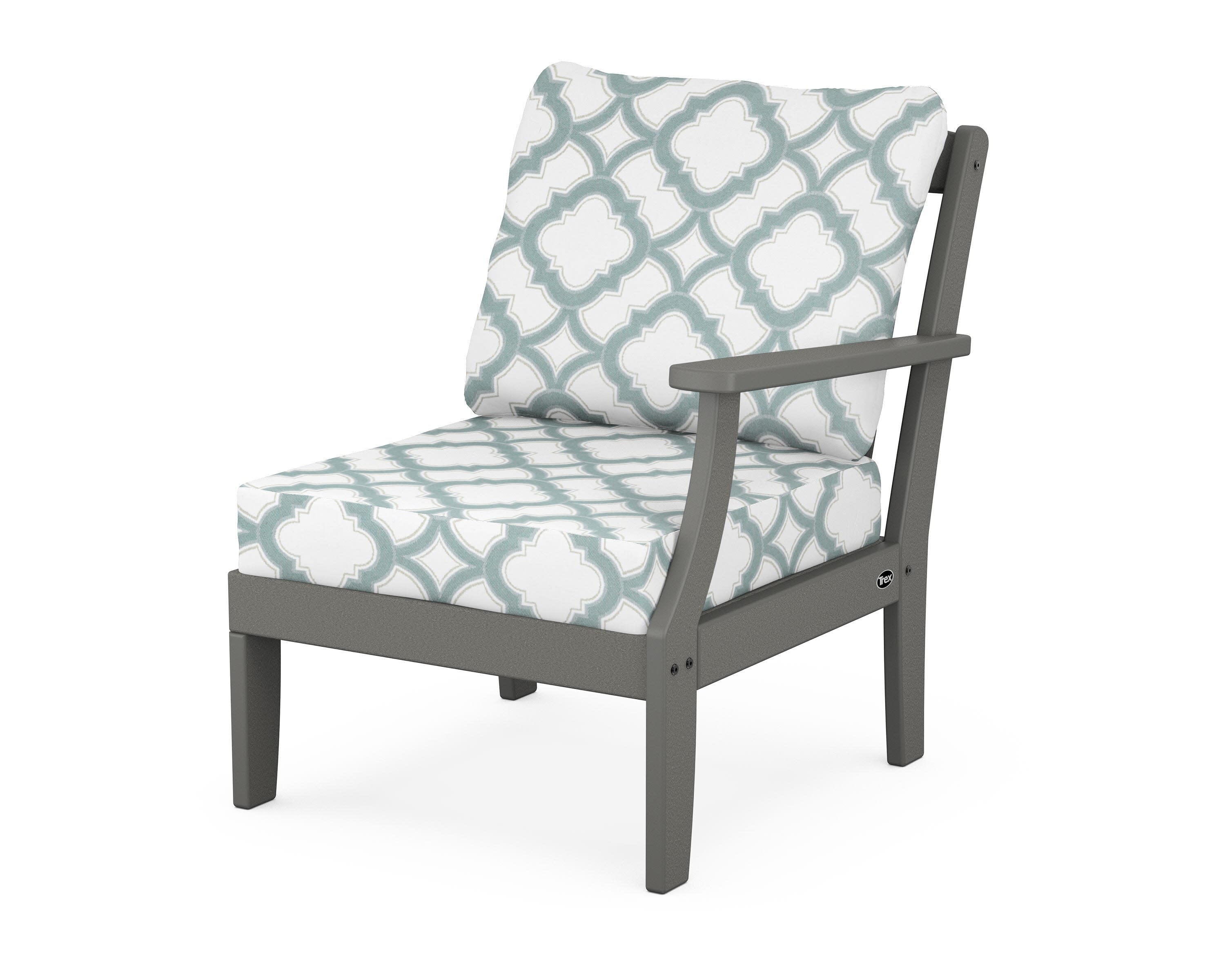 Yacht Club Modular Right Arm Chair in Stepping Stone / Trellis Glacier Spa