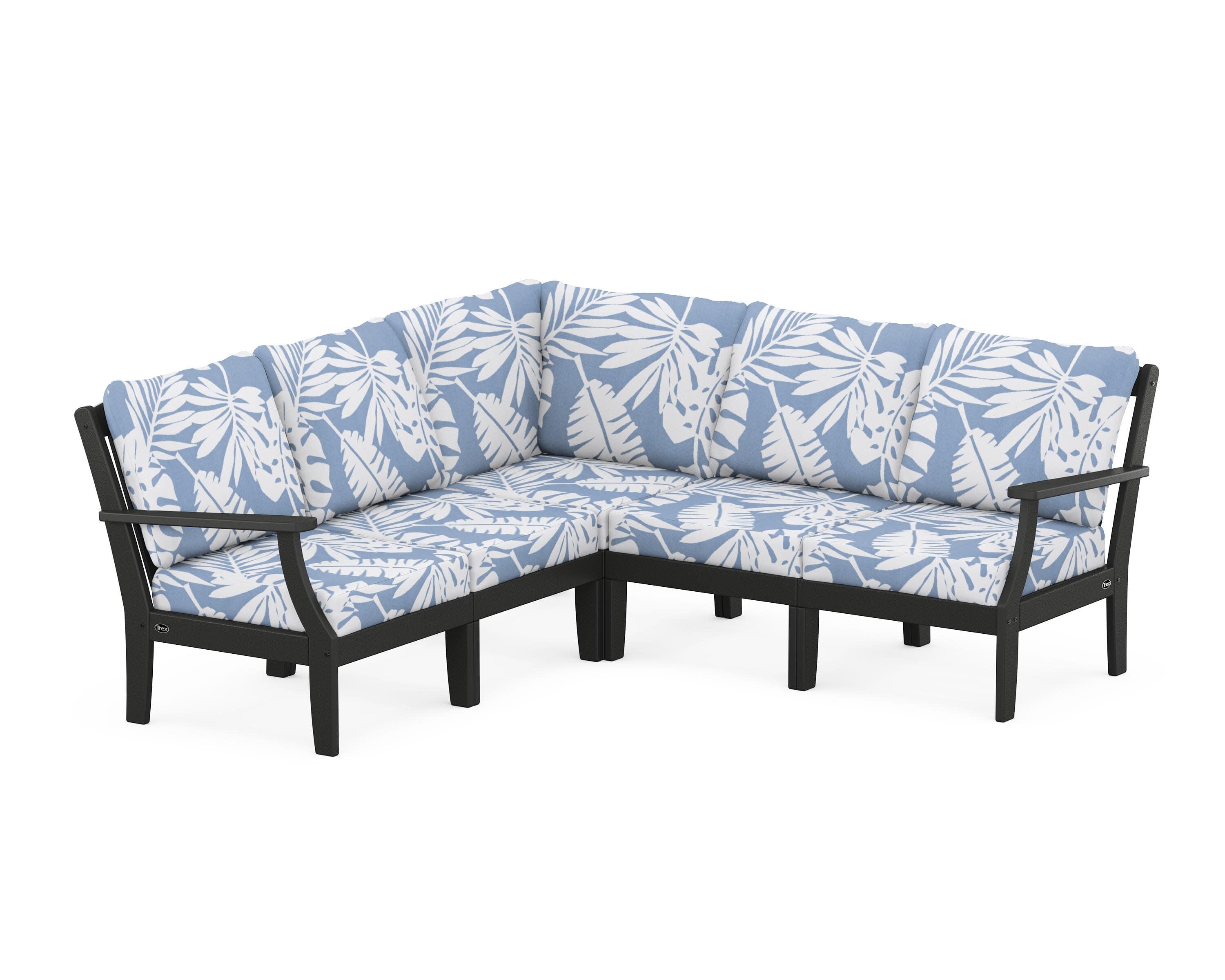 Yacht Club Modular 5-Piece Deep Seating Set in Charcoal Black / Leaf Sky Blue