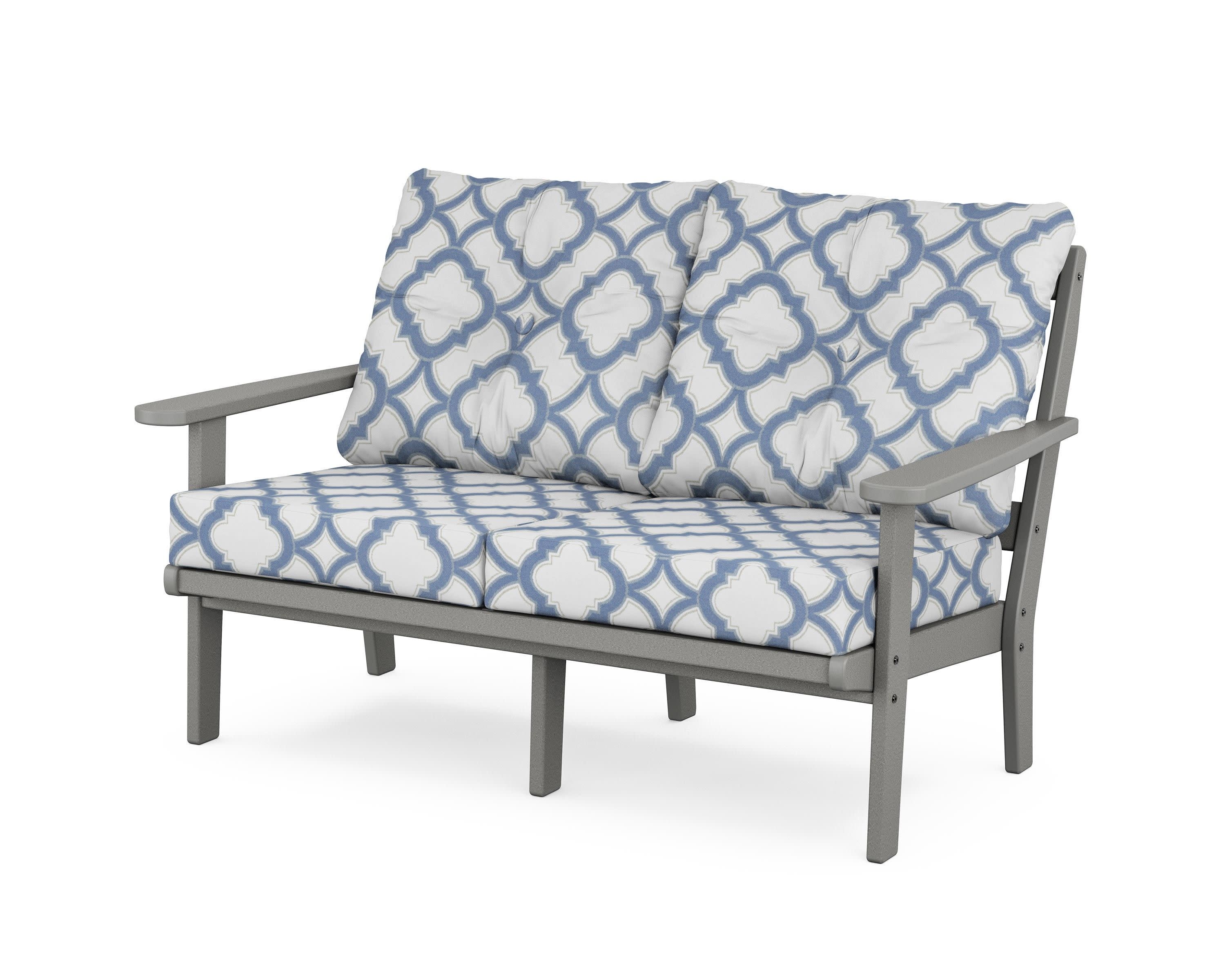 Cape Cod Deep Seating Loveseat in Stepping Stone / Trellis Sky Blue